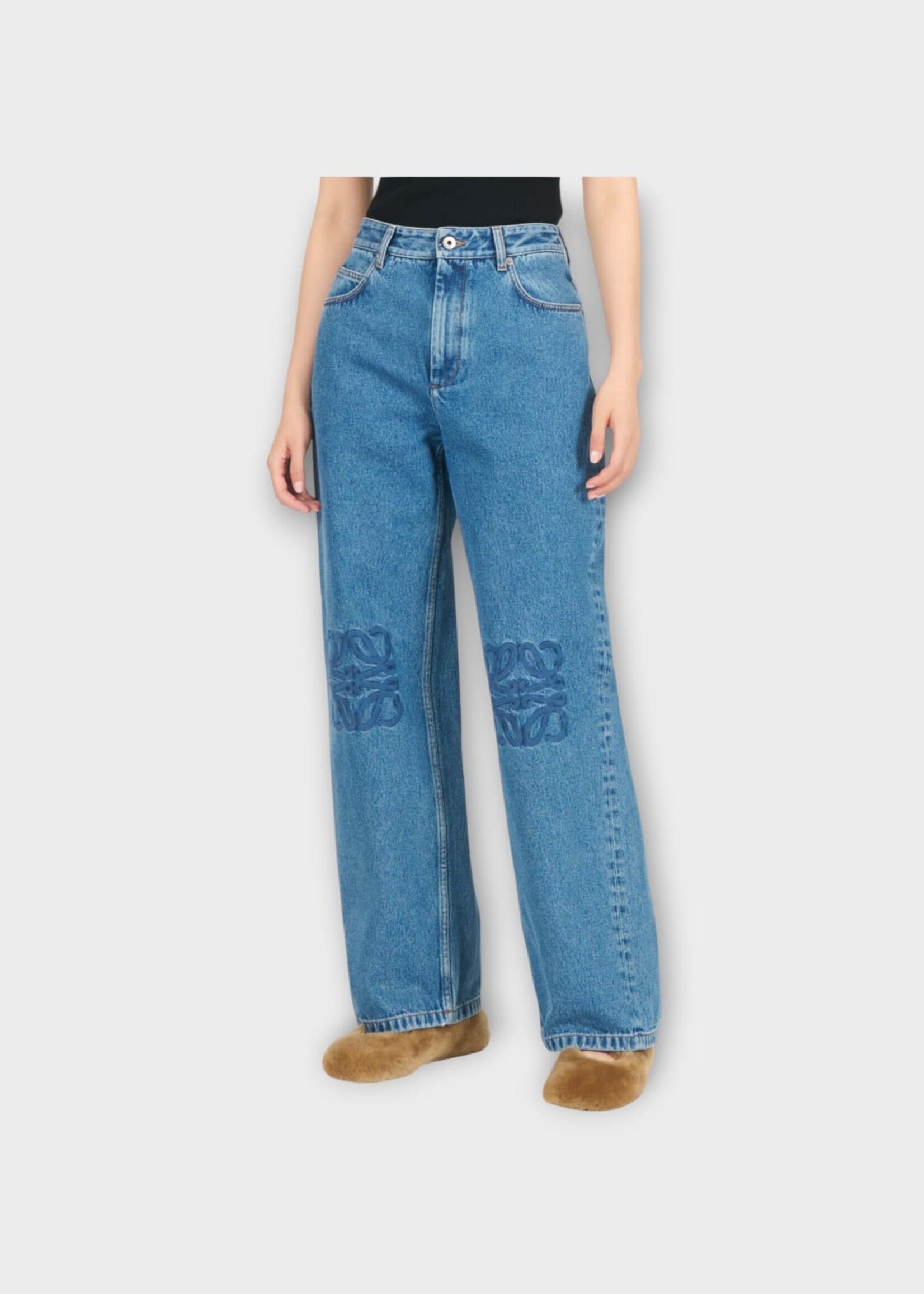 Loewe Loewe Jeans, Blue, Cotton Anagram Baggy Jeans In Blue