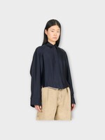 Loewe Loewe Shirt, Navy, Relaxed Fit Collared Cape Shirt In Dark Navy Blue