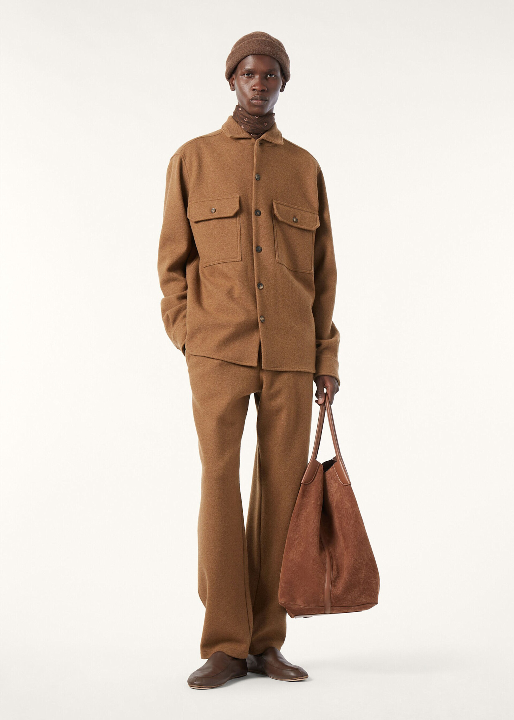 Loro Piana Loro Piana Jacket, Brown, Hazel Fleece Wool & Cashmere Overshirt In Terracotta Taupe