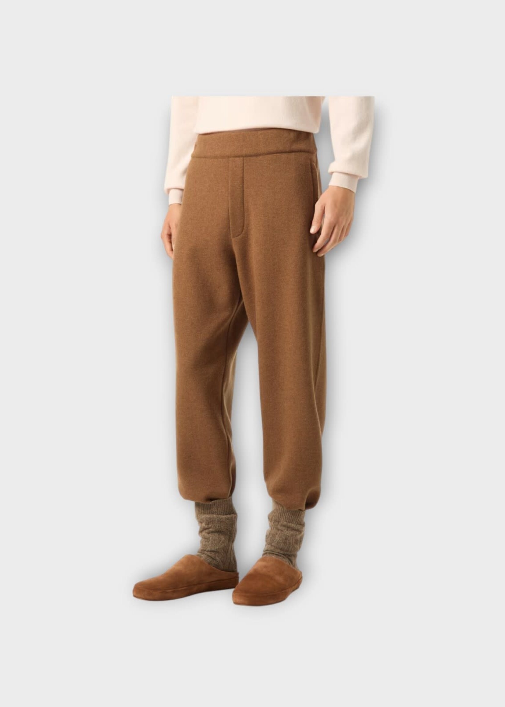 Loro Piana Loro Piana Trousers, Brown, Hazel Wool & Cashmere High Waisted Straight Leg Pants In Terracotta Taupe
