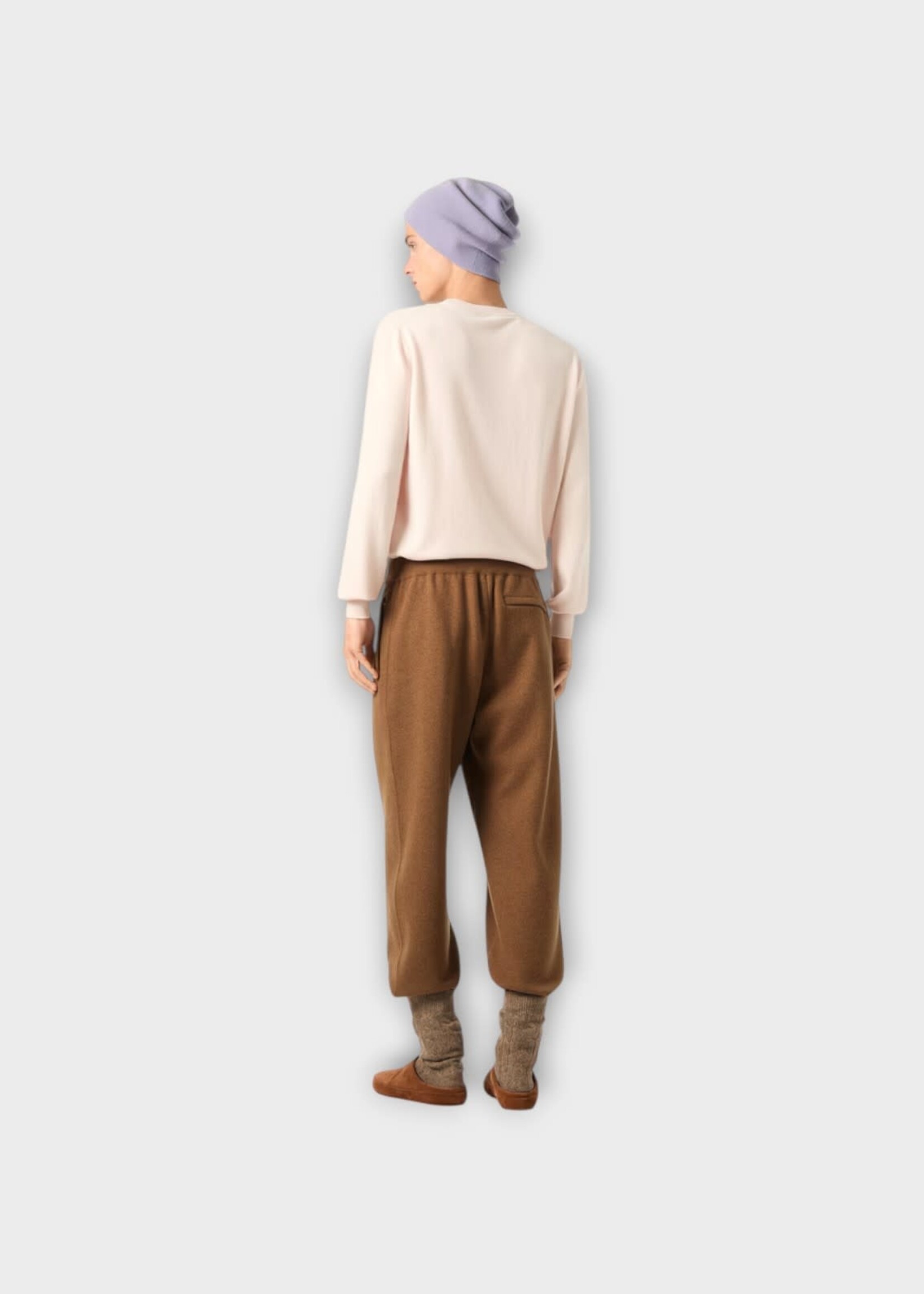 Loro Piana Loro Piana Trousers, Brown, Hazel Wool & Cashmere High Waisted Straight Leg Pants In Terracotta Taupe