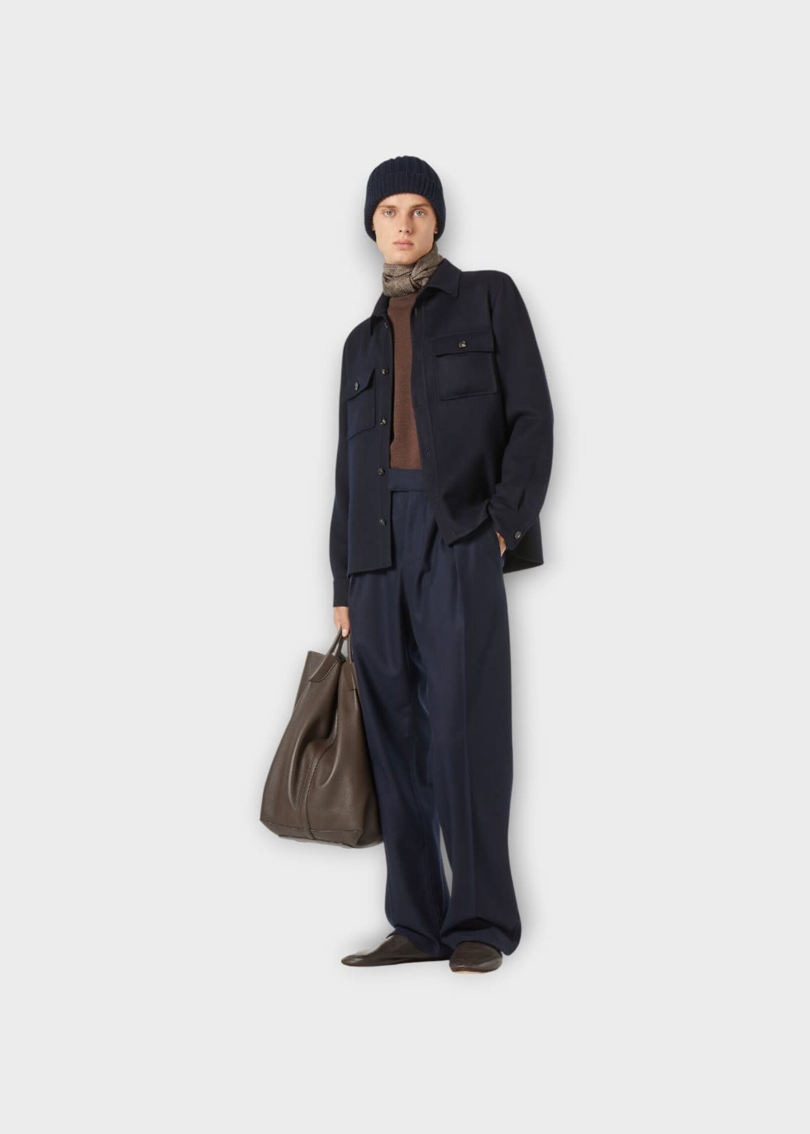 Loro Piana Loro Piana Jacket, Navy, Jim Cashmere Collared Overshirt In Blue Navy w/ Chest Pockets