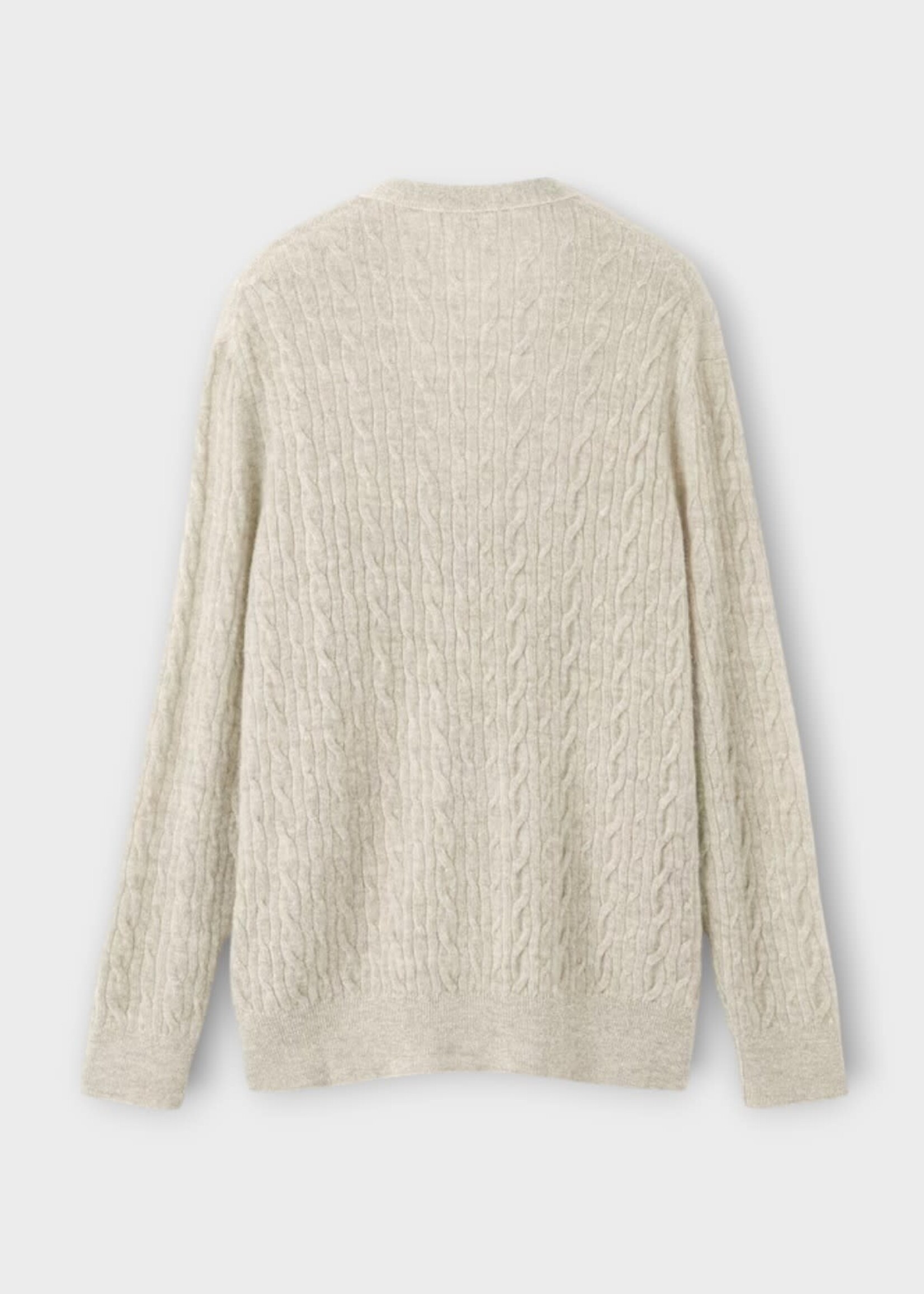 Loro Piana Loro Piana Knitwear, White, Walnut Wool Cashmere & Silk V-Neck Cardigan In Creamy Sky & White Snow