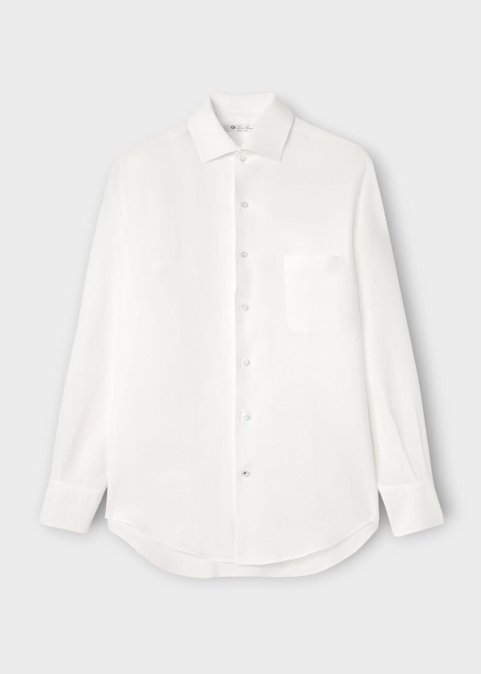 Loro Piana Loro Piana Shirt, White, Andre' Linen Shirt In Optical White w/ Chest Pocket
