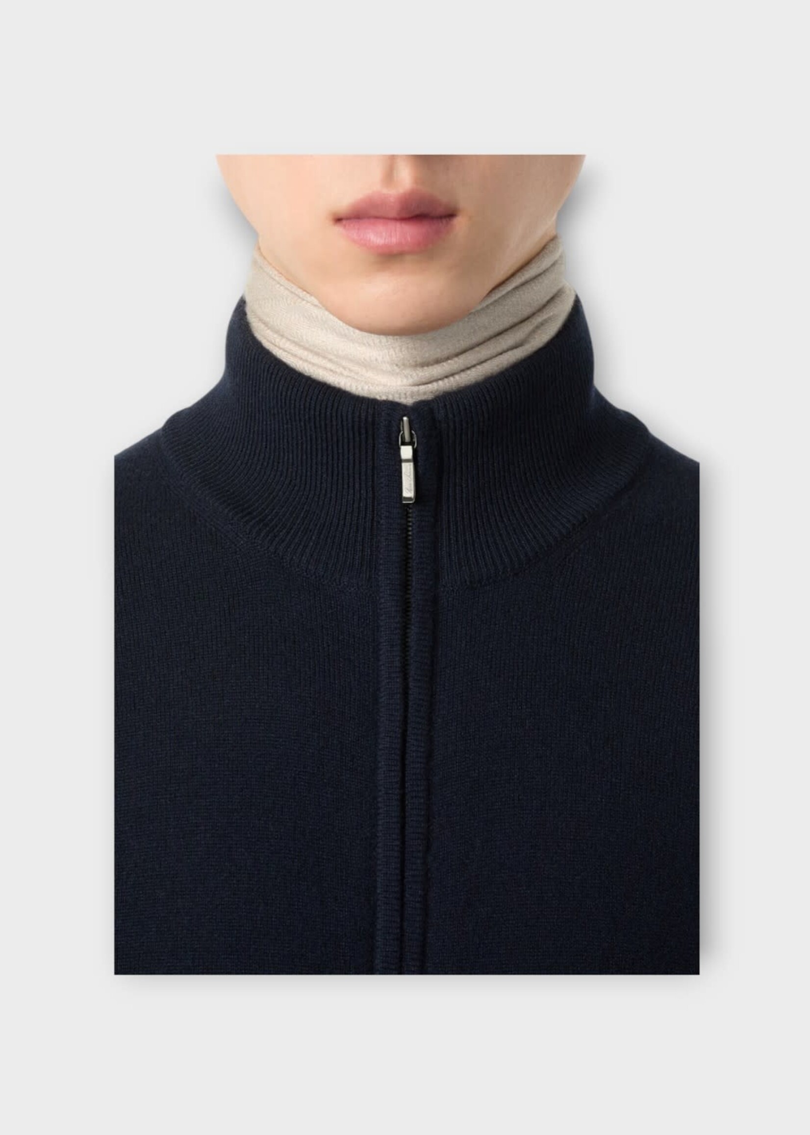 Loro Piana Loro Piana Knitwear, Navy, Classic Baby Cashmere Zipped Bomber In Blue Navy