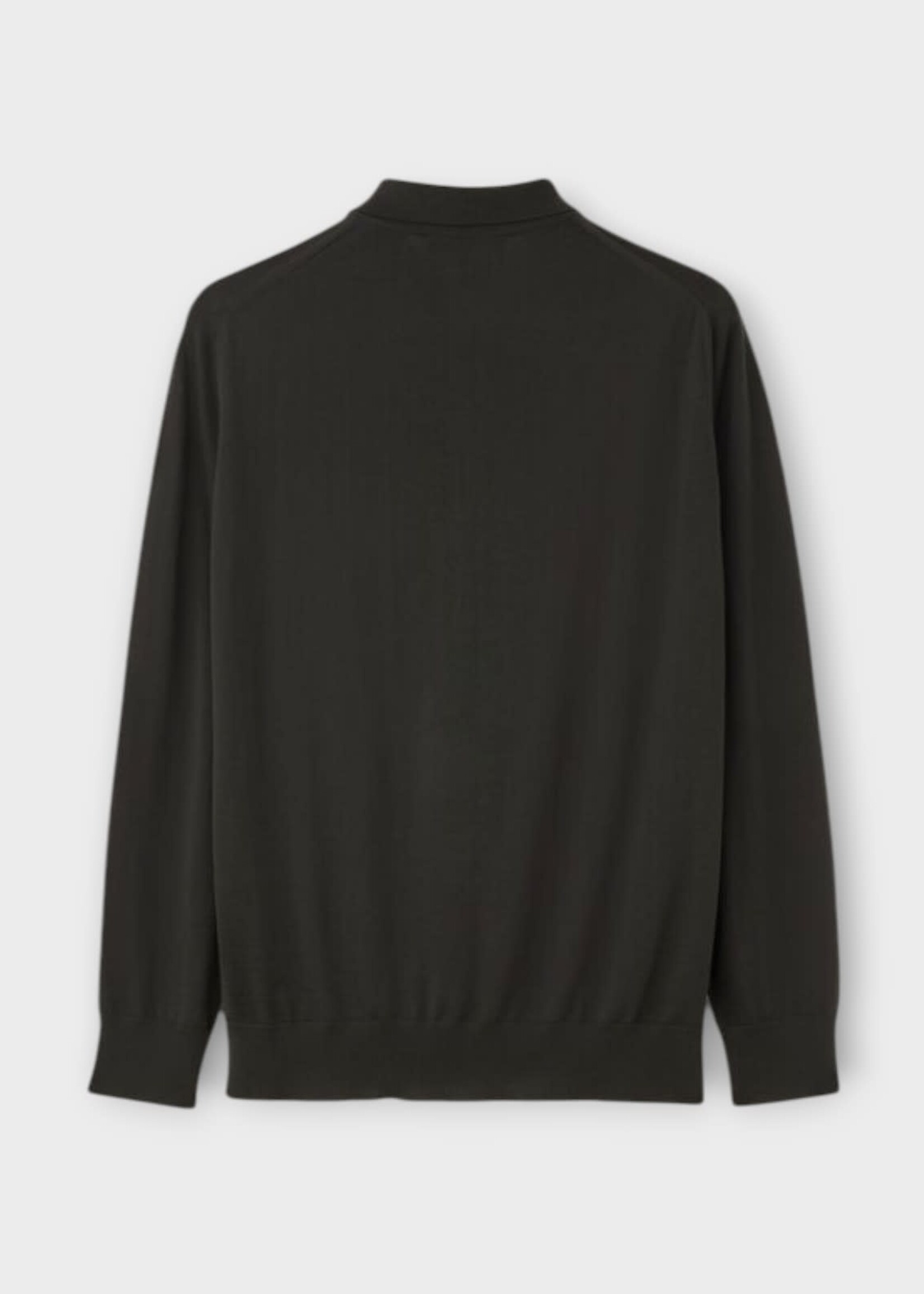 Loro Piana Loro Piana Knitwear, Grey, Wish Wool Long Sleeve Polo In Onyx