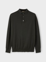 Loro Piana Loro Piana Knitwear, Grey, Wish Wool Long Sleeve Polo In Onyx