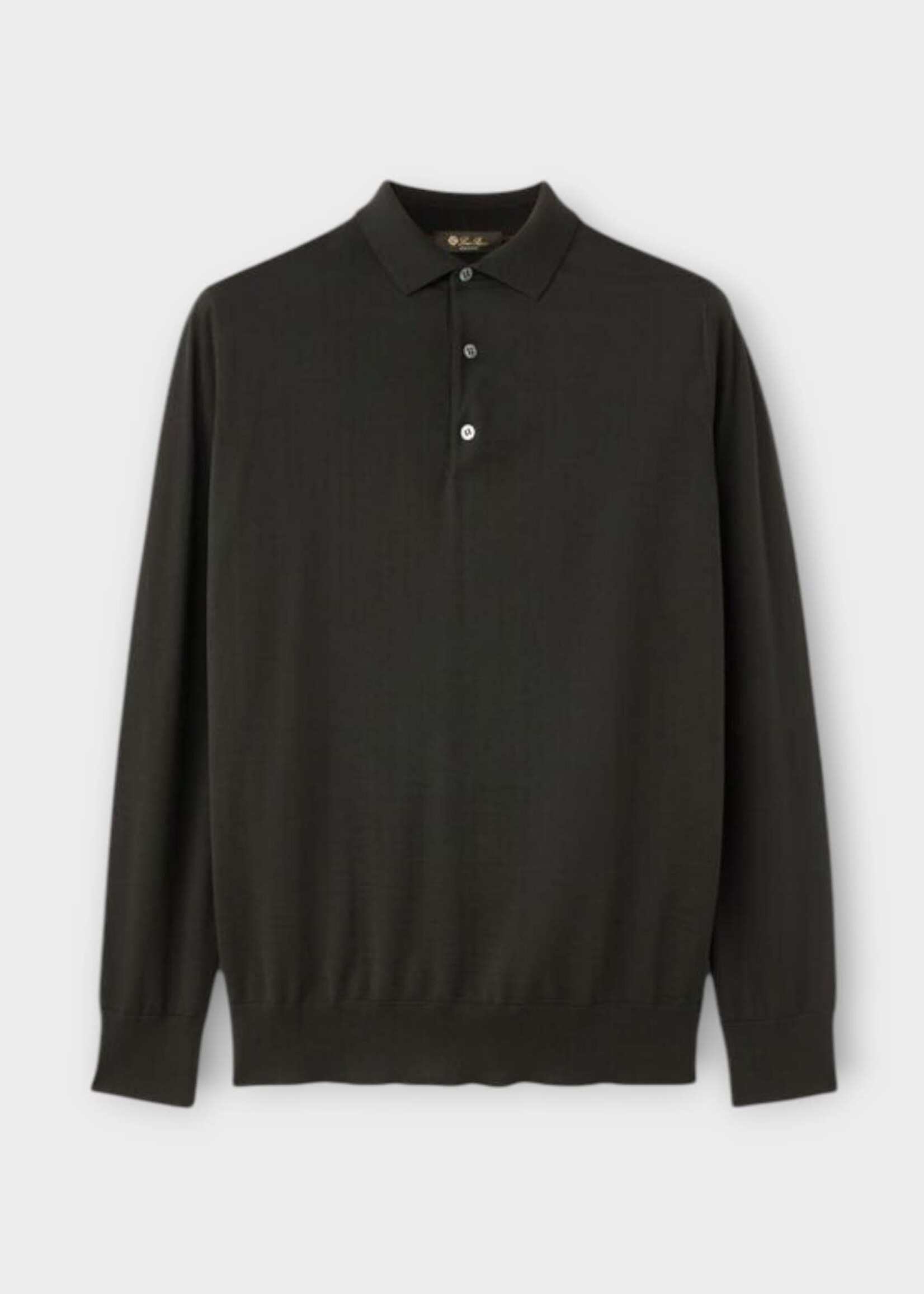 Loro Piana Loro Piana Knitwear, Grey, Wish Wool Long Sleeve Polo In Onyx