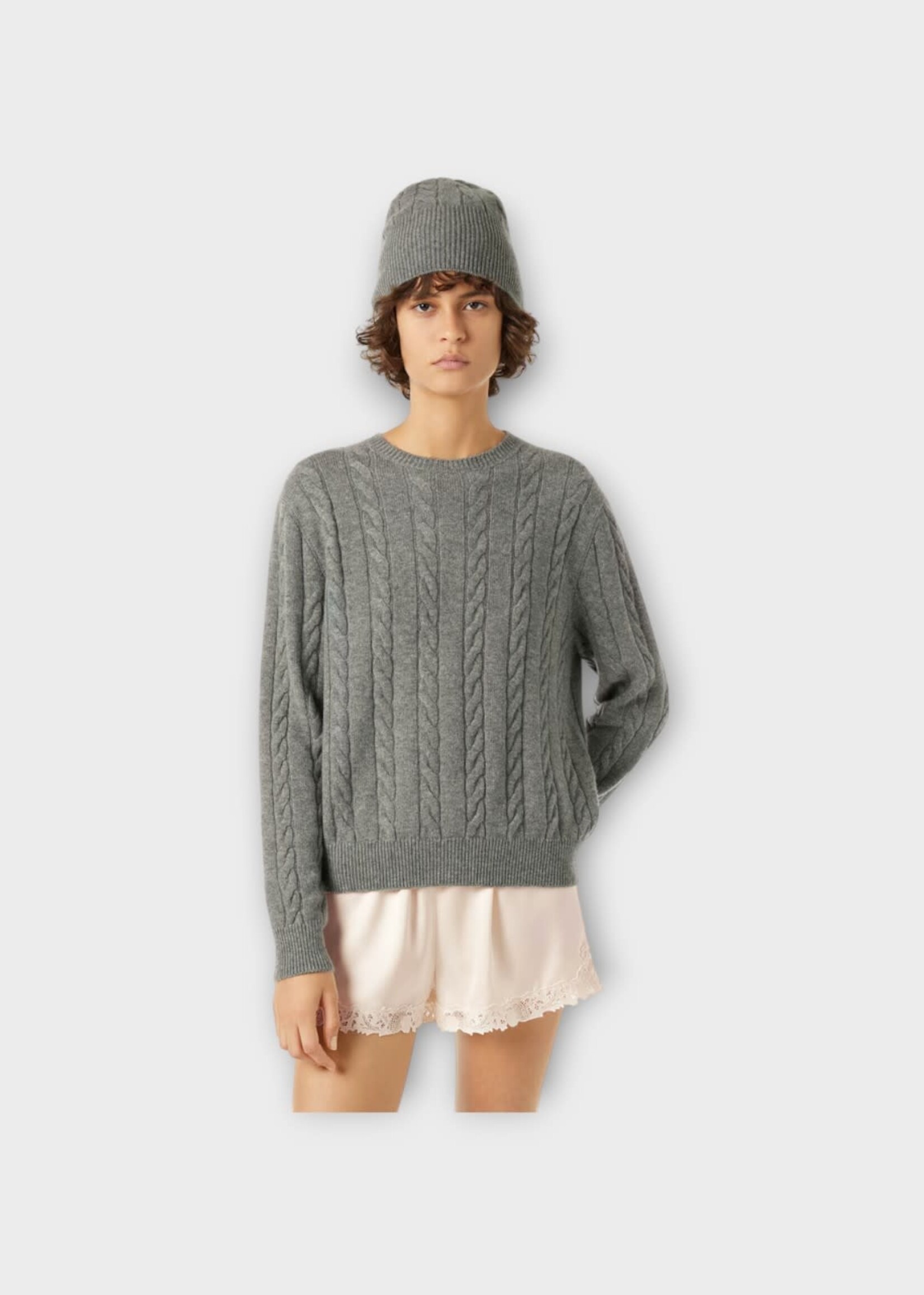 Loro Piana Loro Piana Knitwear, Grey, Cedar Cashmere Ribbed Crewneck Sweater In Glacier Sky