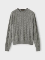 Loro Piana Loro Piana Knitwear, Grey, Cedar Cashmere Ribbed Crewneck Sweater In Glacier Sky