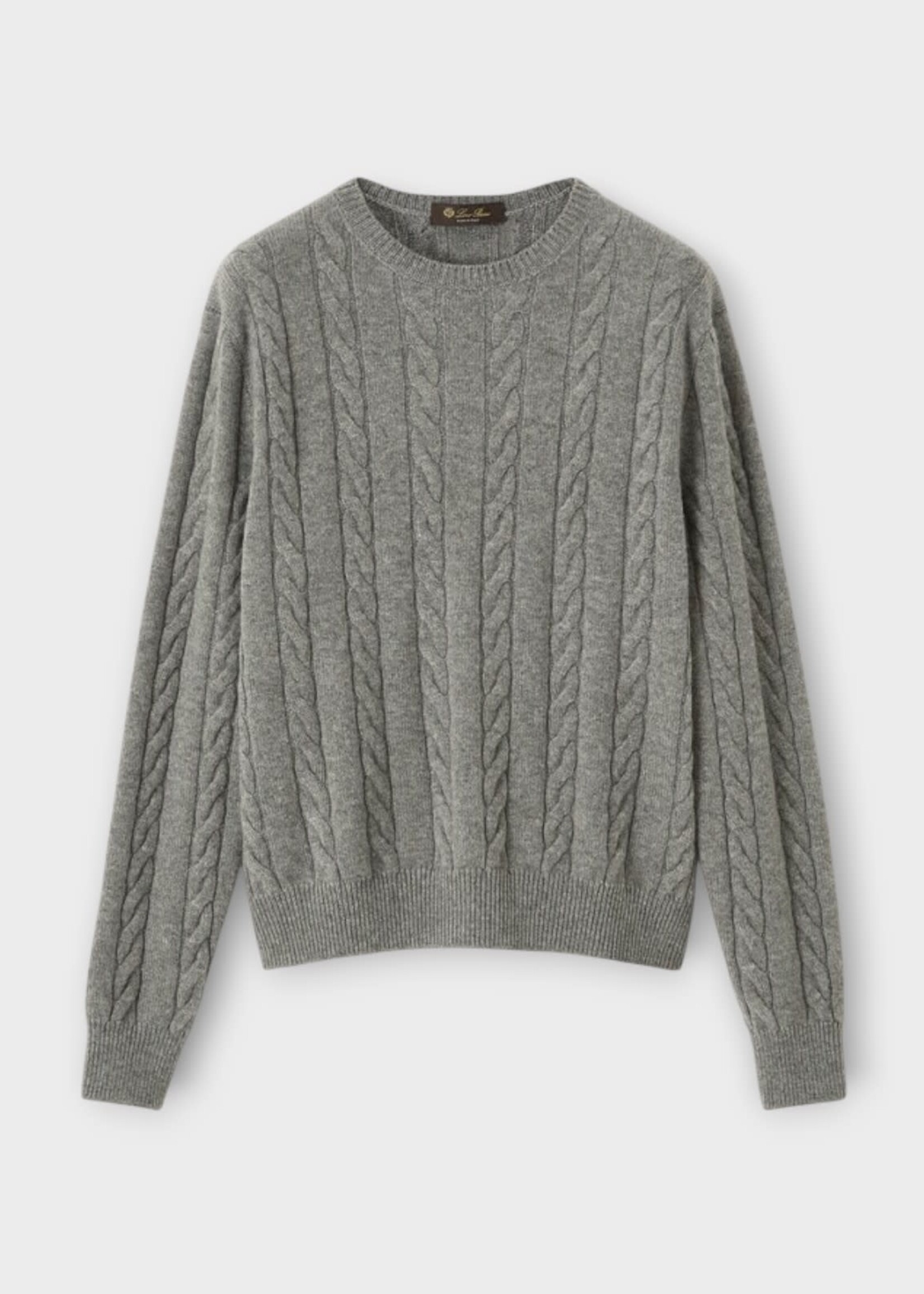 Loro Piana Loro Piana Knitwear, Grey, Cedar Cashmere Ribbed Crewneck Sweater In Glacier Sky