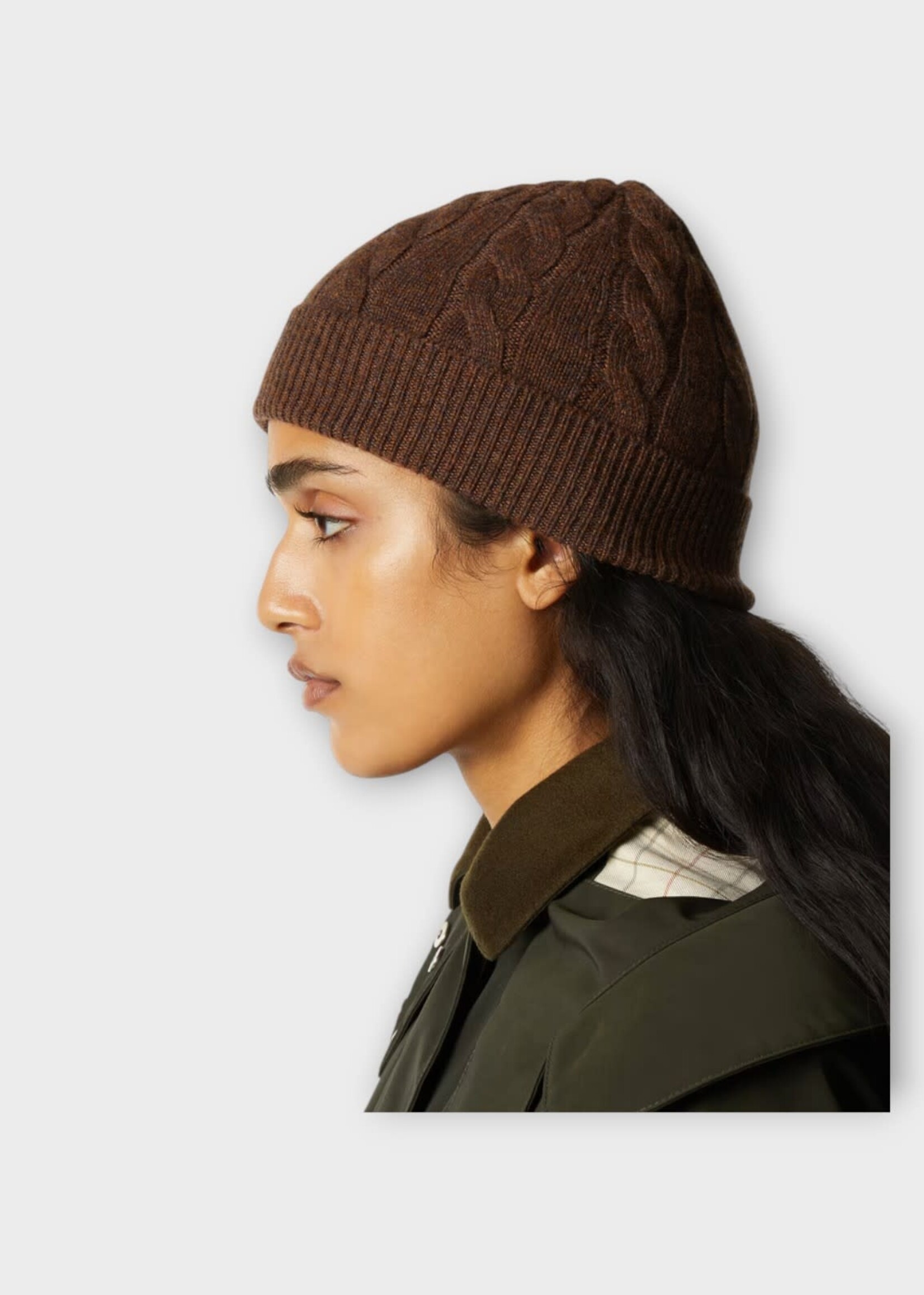 Loro Piana Loro Piana Hat, Brown, Cedar Cashmere Ribbed Ladies Beanie In Apple Crisp Melange