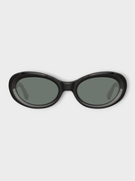 Dries Van Noten Dries Van Noten Sunglasses, Black, Acetate Oval Frame In Black w/ Grey Lenses