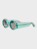 Dries Van Noten Dries Van Noten Sunglasses, Blue, Acetate Round Frame In Teal w/ Blue Lenses
