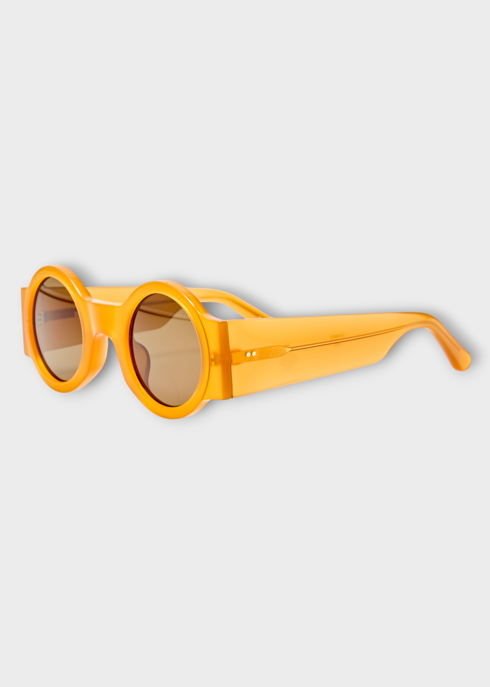 Dries Van Noten Dries Van Noten Sunglasses, Yellow, Acetate Round Frame In Honey w/ Brown Lenses