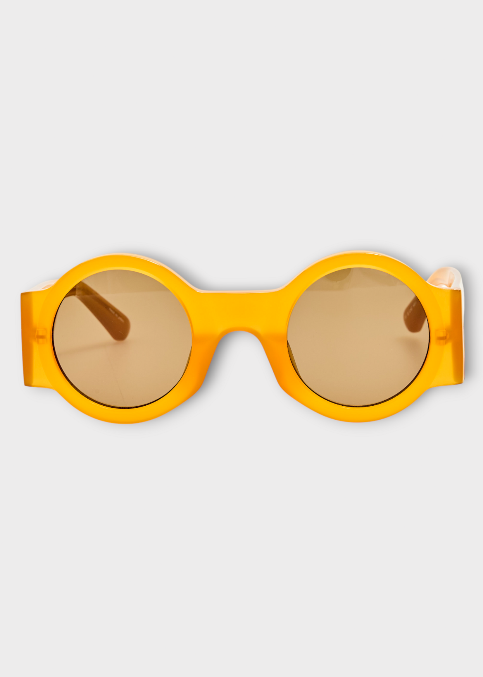 Dries Van Noten Dries Van Noten Sunglasses, Yellow, Acetate Round Frame In Honey w/ Brown Lenses