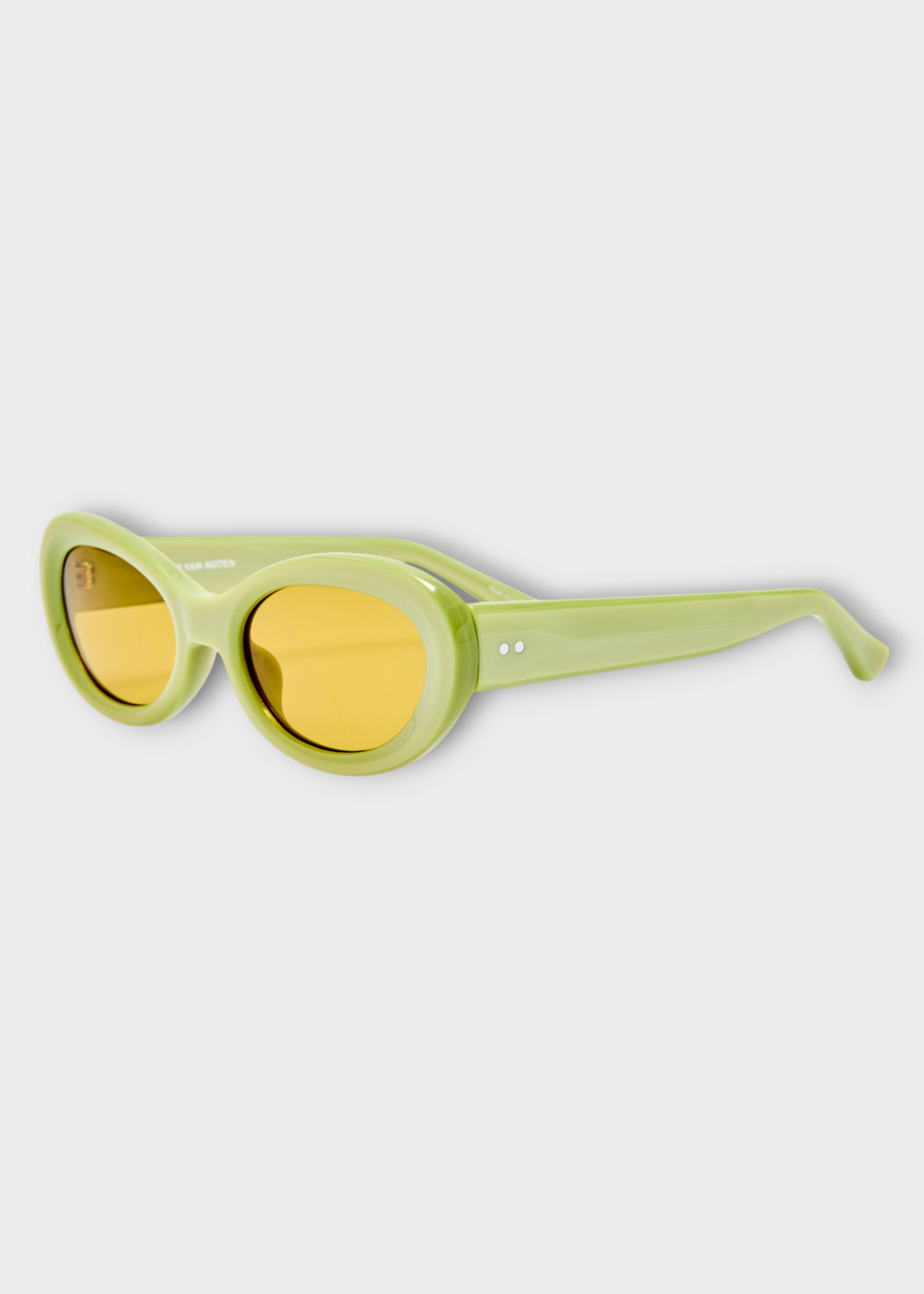 Dries Van Noten Dries Van Noten Sunglasses, Green, Acetate Oval Frame In Green w/ Yellow Lenses
