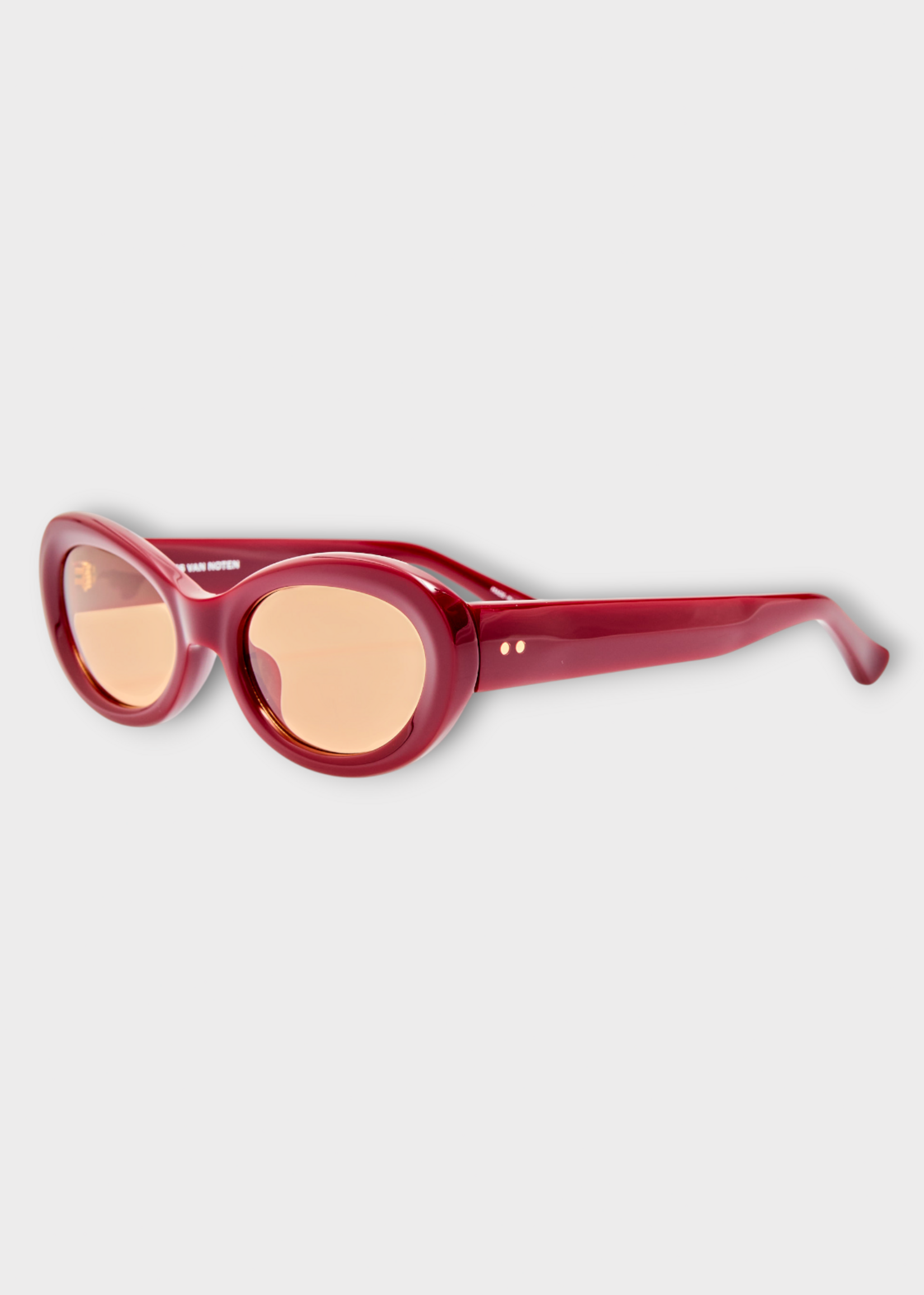 Dries Van Noten Dries Van Noten Sunglasses, Red, Acetate Oval Frame In Burgundy w/ Amber Lenses