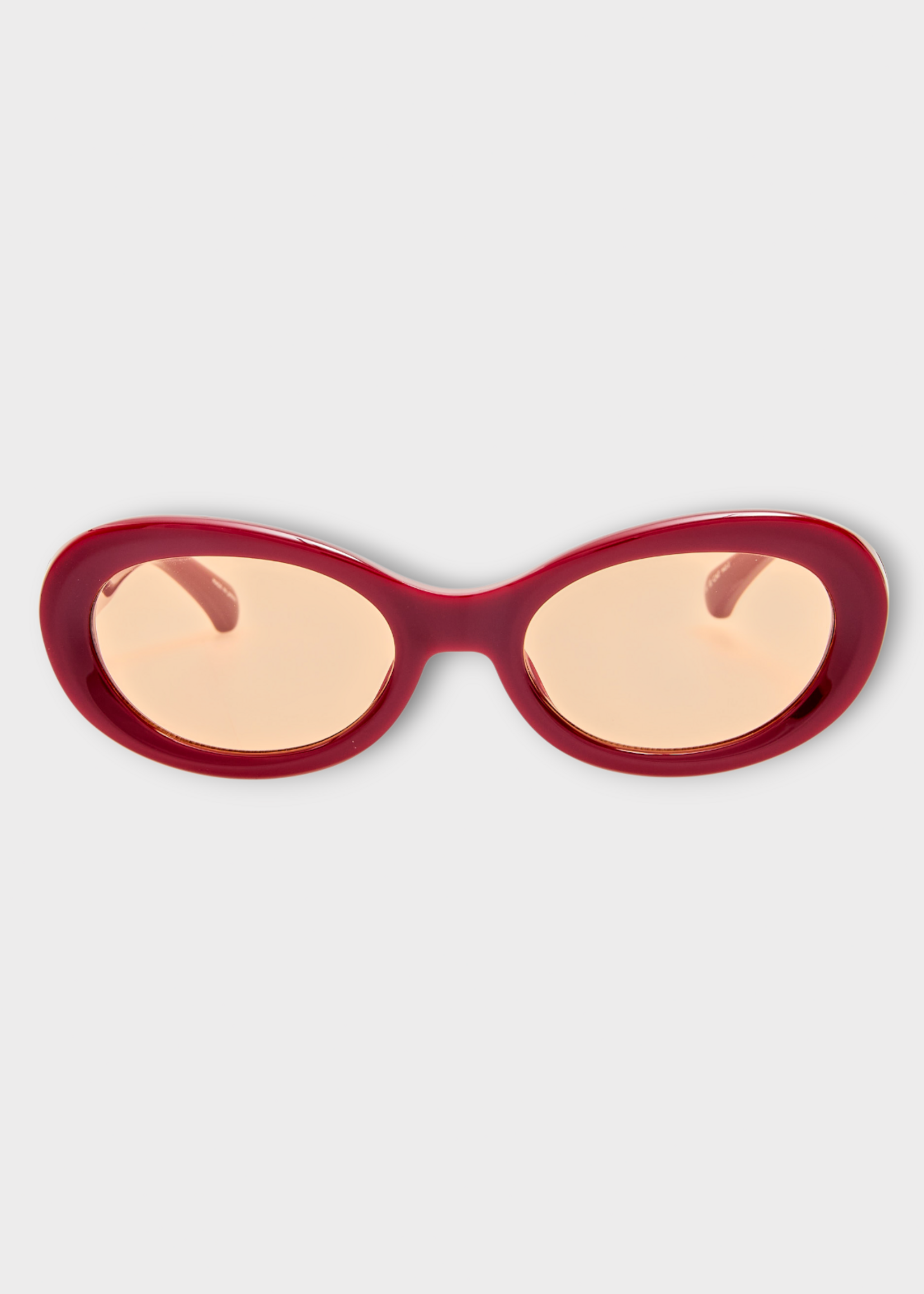 Dries Van Noten Dries Van Noten Sunglasses, Red, Acetate Oval Frame In Burgundy w/ Amber Lenses