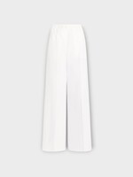 Patou Patou Trousers, White, Cotton Elasticated Waist Wide Leg Pants In White
