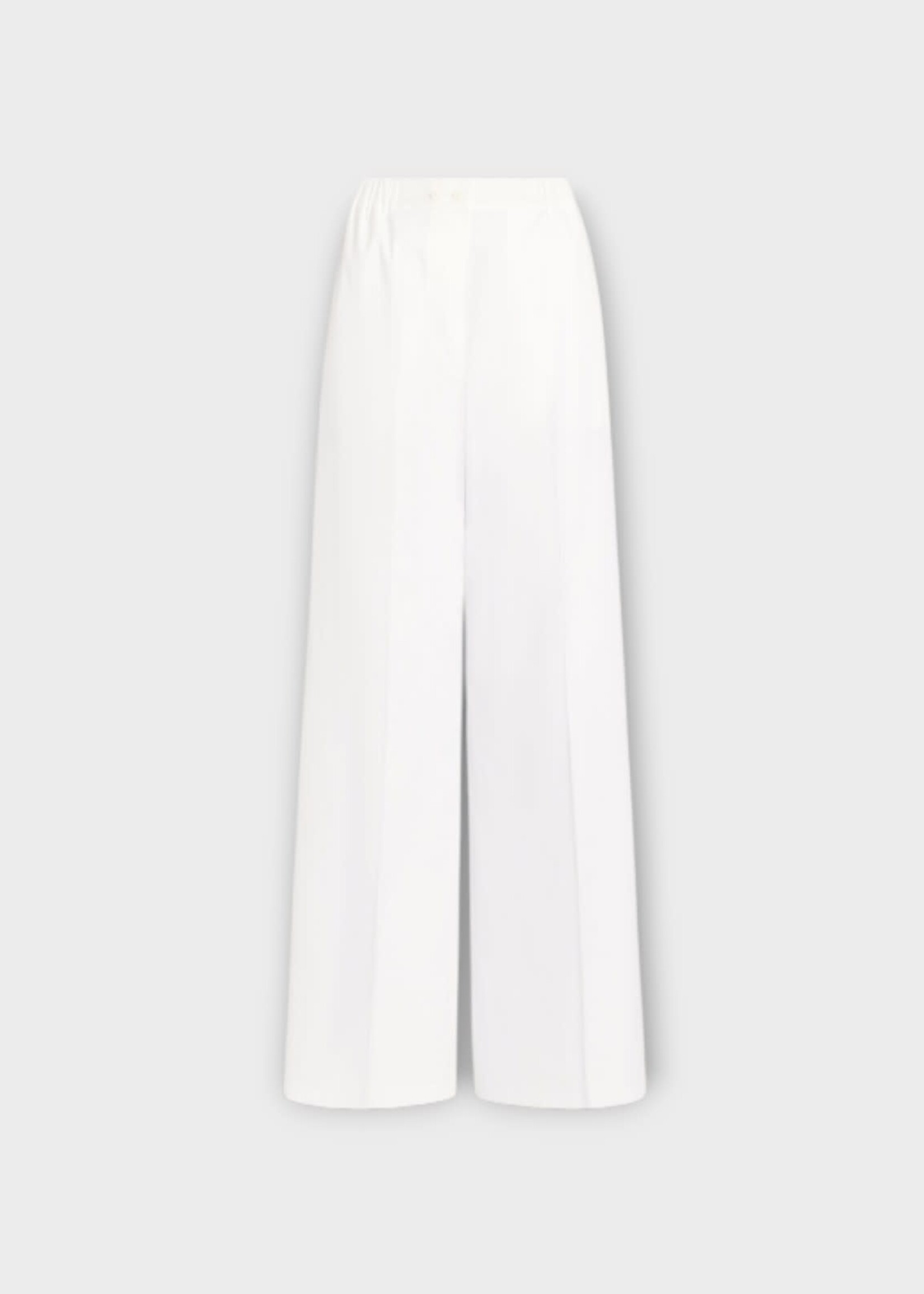 Patou Patou Trousers, White, Cotton Elasticated Waist Wide Leg Pants In White