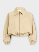 Patou Patou Jacket, Beige, Collared Zipped Bomber In Safari Sand