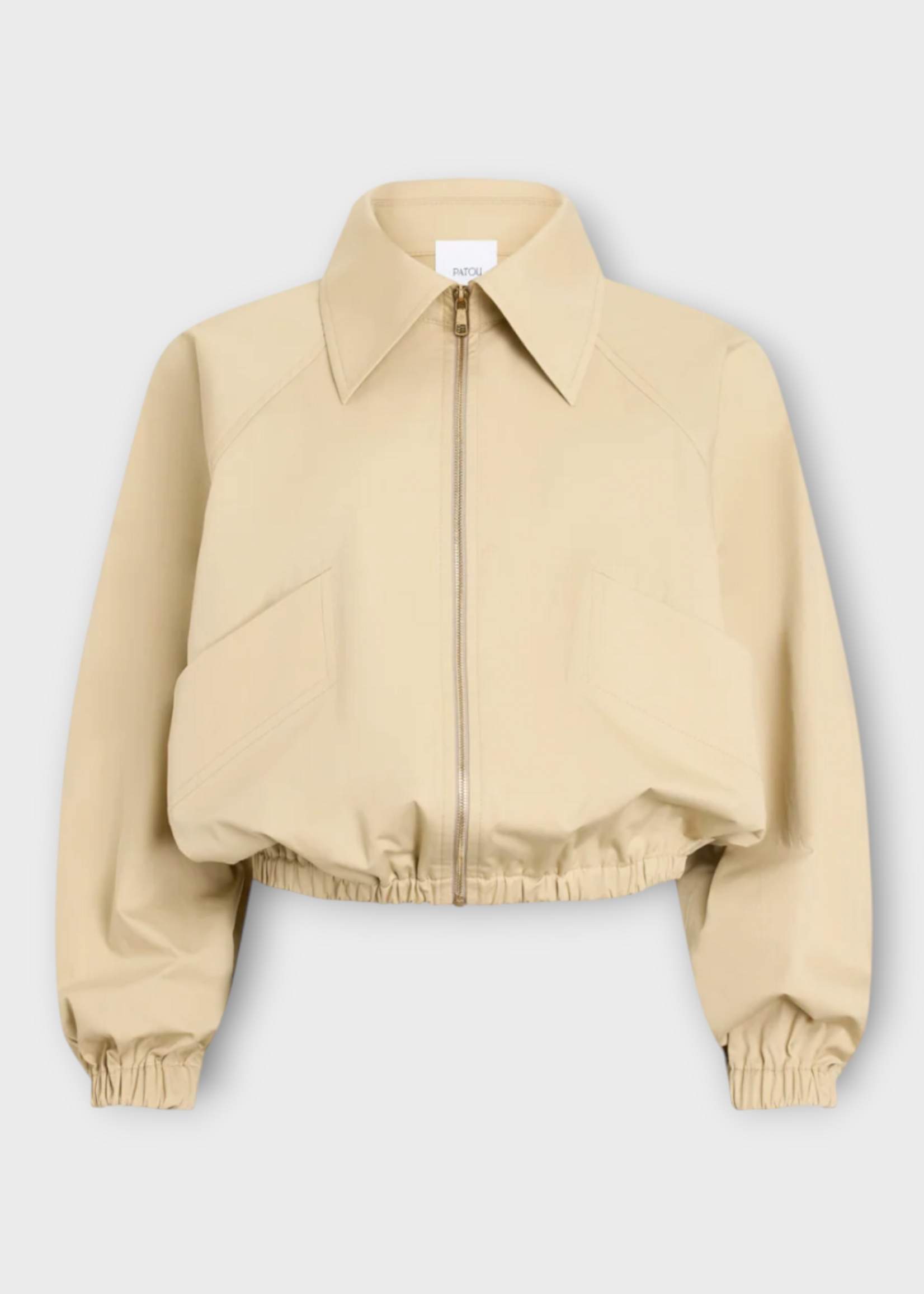 Patou Patou Jacket, Beige, Collared Zipped Bomber In Safari Sand