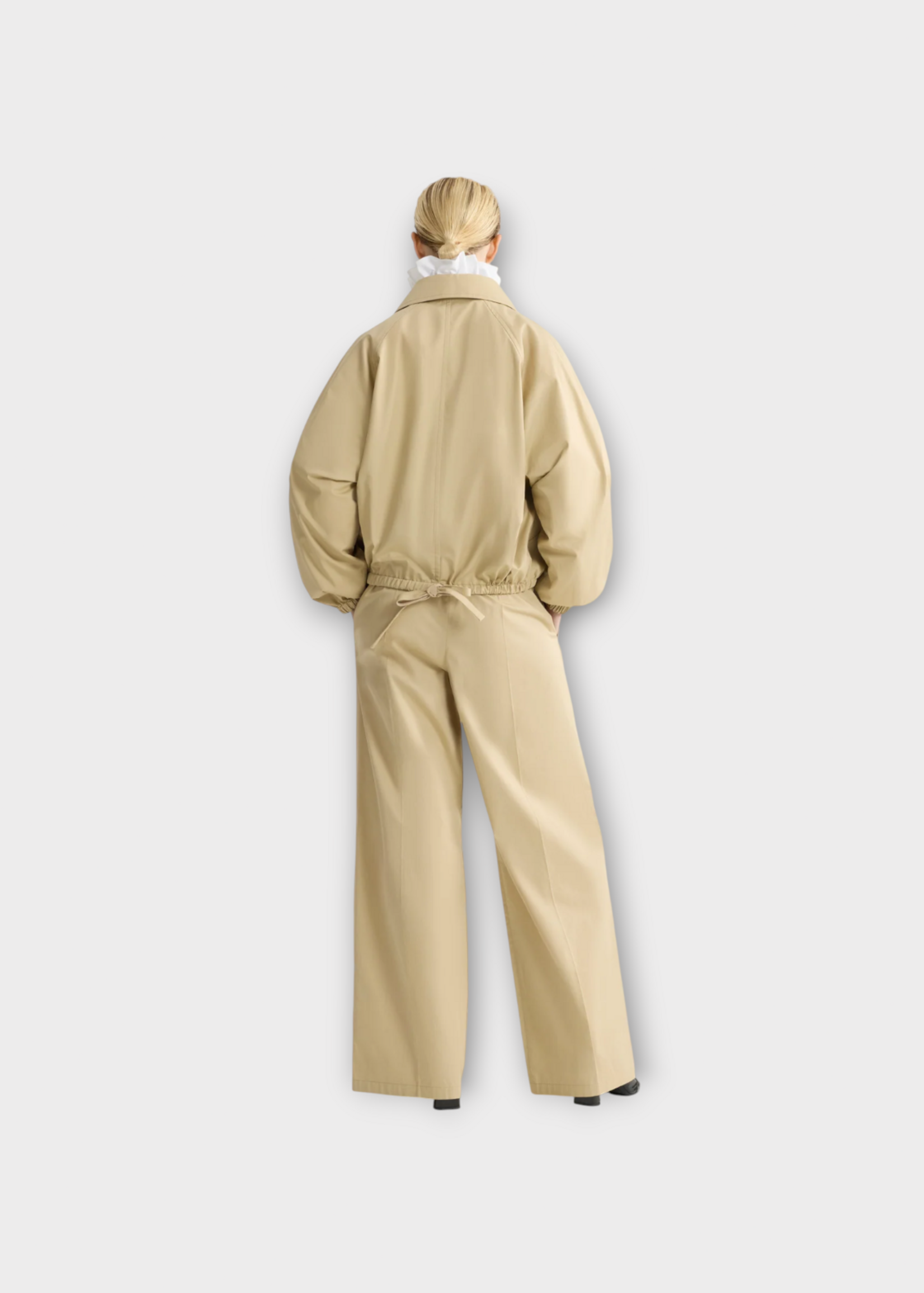 Patou Patou Jacket, Beige, Collared Zipped Bomber In Safari Sand