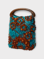 Dries Van Noten Dries Van Noten Bag, Multi, Embroidered Hand Bag in Turquoise & Brown