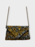 Dries Van Noten Dries Van Noten Bag, Multi, Embroidered Envelop Bag in Silver & Gold w/ Shoulder Strap