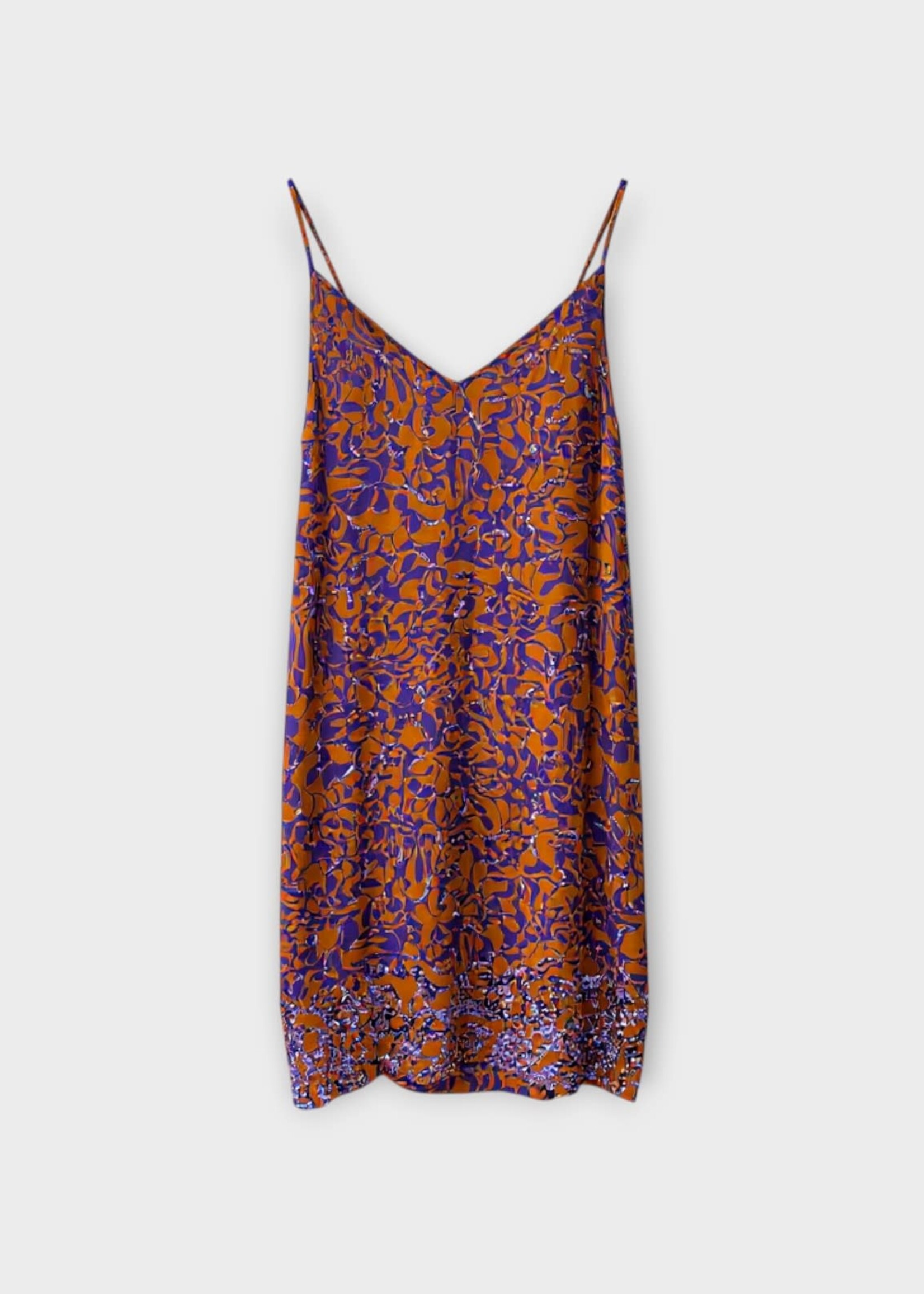Dries Van Noten Dries Van Noten Dress, Multi, Denya Embroidered Sleeveless Mini Dress In Orange & Purple