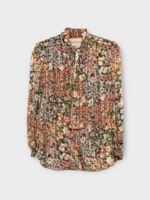 Valentino Valentino Shirt, Multi, Mossi Pekin Apres L'Hiver Silk Bow Tie Shirt In Multicolour w/ All Over Flowers
