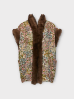 Valentino Valentino Jacket, Multi, Gilet Mossi Gobelin Apres L'Hiver In Burro & Multicolour w/ Inside Fur & All Over Flowers