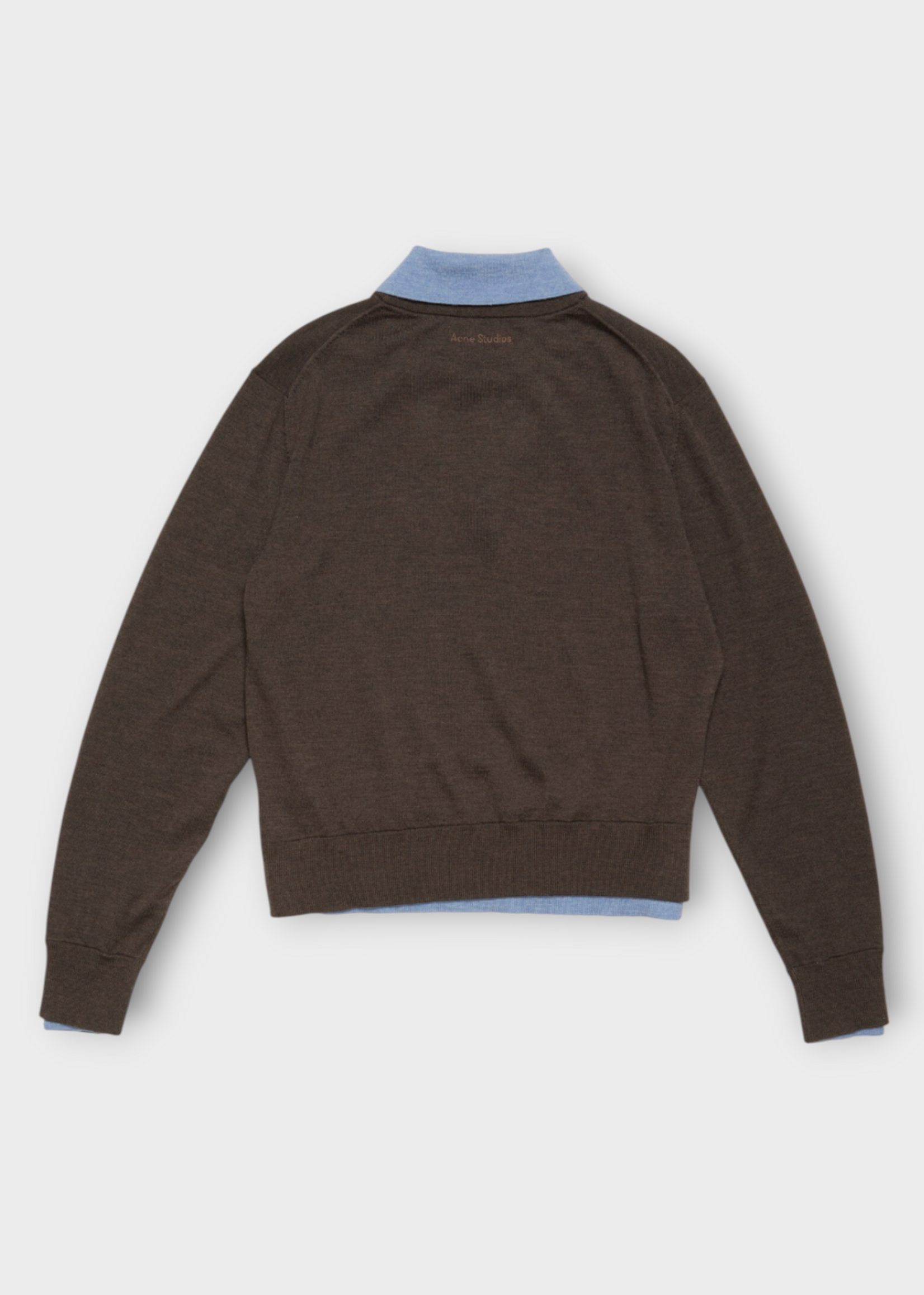 Acne Studio Acne Studio Knitwear, Multi, Wool V-Neck Layered Knitwear In Brown & Blue