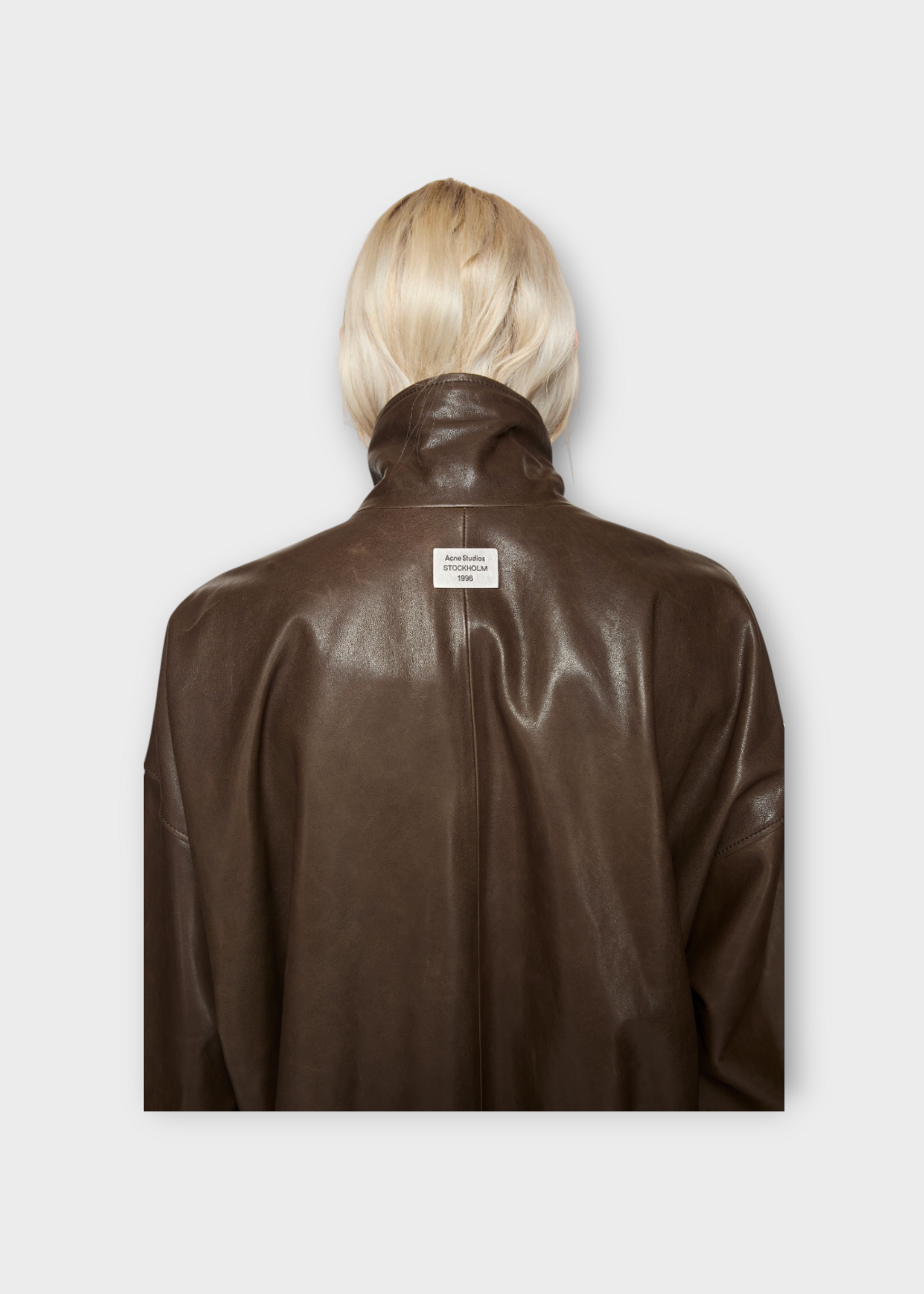 Acne Studio Acne Studio Jacket, Brown, Lamb Leather Relaxed Fit Collared Zipped Jacket In Dark Brown