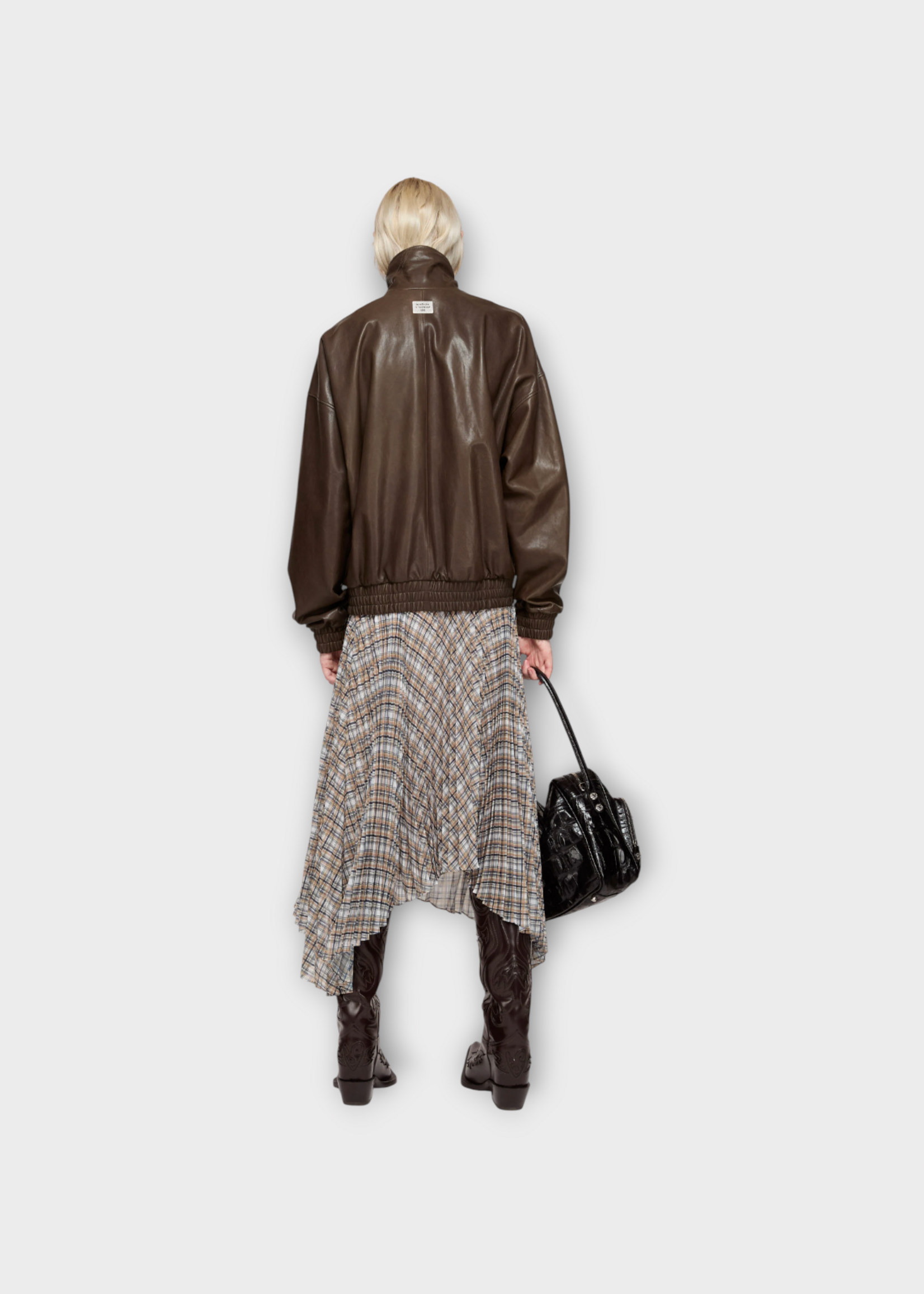 Acne Studio Acne Studio Jacket, Brown, Lamb Leather Relaxed Fit Collared Zipped Jacket In Dark Brown