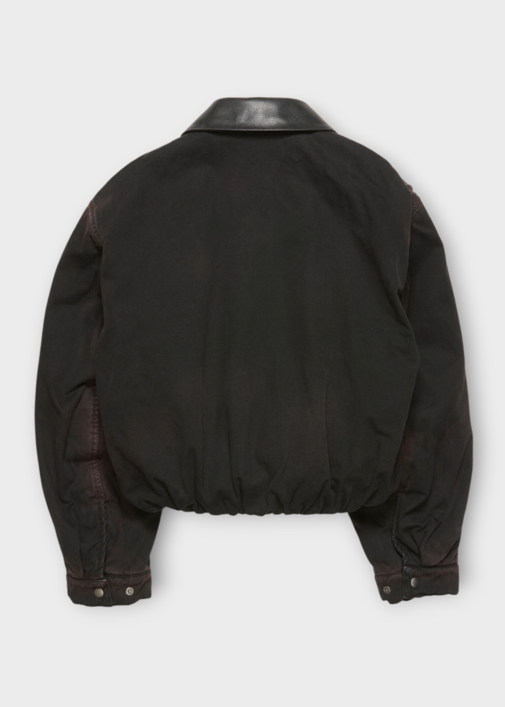 Acne Studio Acne Studio Jacket, Brown, Cotton Relaxed Fit Zipped Bomber In Dark Brown w/ Logo Patch & Leather Collar