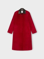 Givenchy Givenchy Coat, Red, Suede Lamb Leather Collared Long Coat In Red