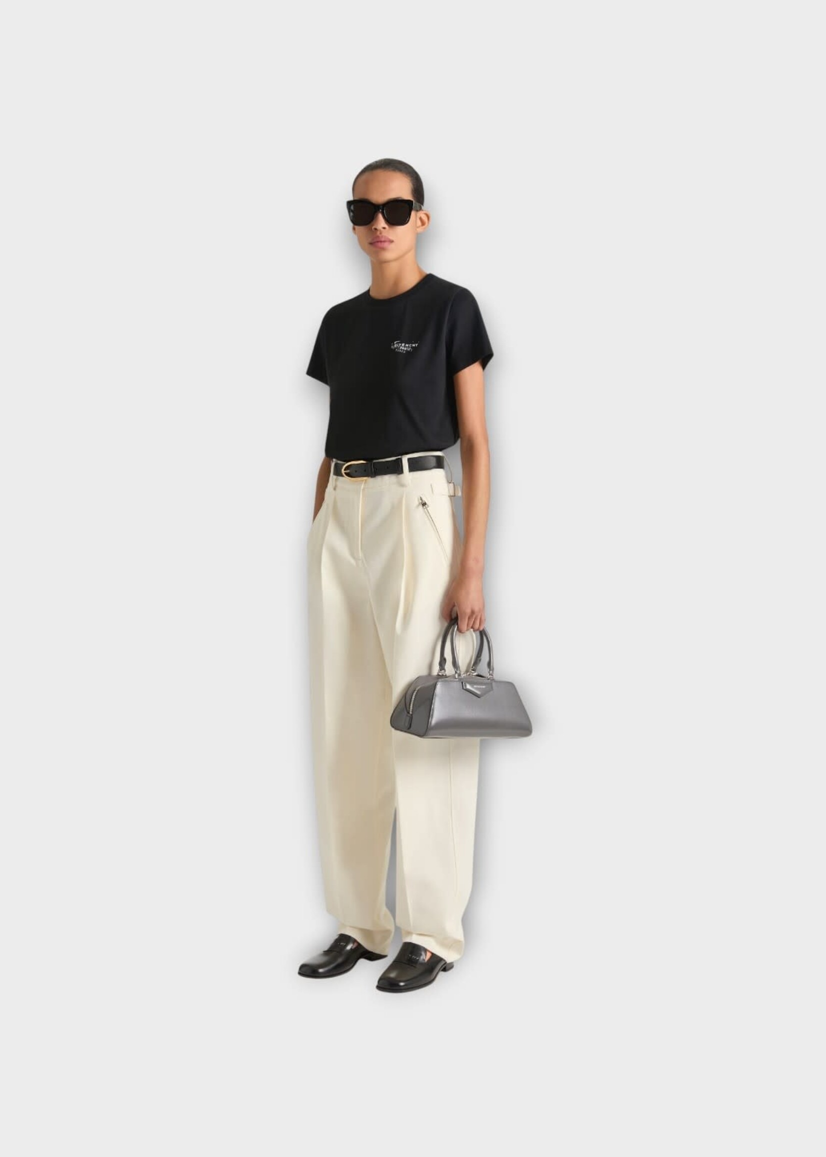 Givenchy Givenchy Trousers, White, Cotton & Wool Utility Pleated Pants In Ivory