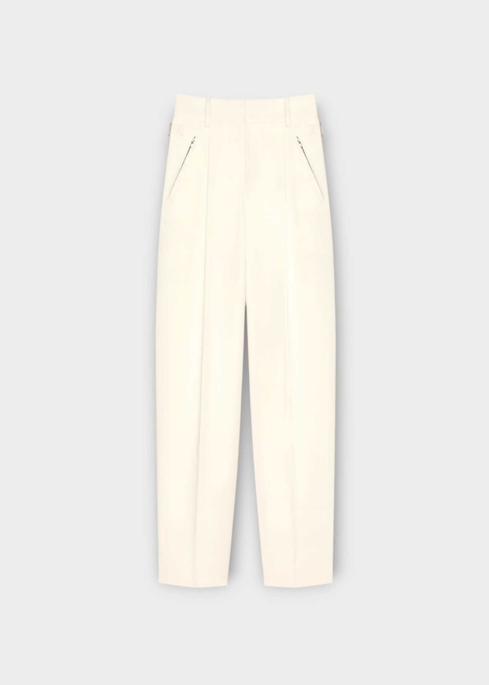 Givenchy Givenchy Trousers, White, Cotton & Wool Utility Pleated Pants In Ivory