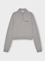 Givenchy Givenchy Knitwear, Grey, Wool & Cashmere Long Sleeves Polo Sweater In Light Grey w/ Chest Embroidery