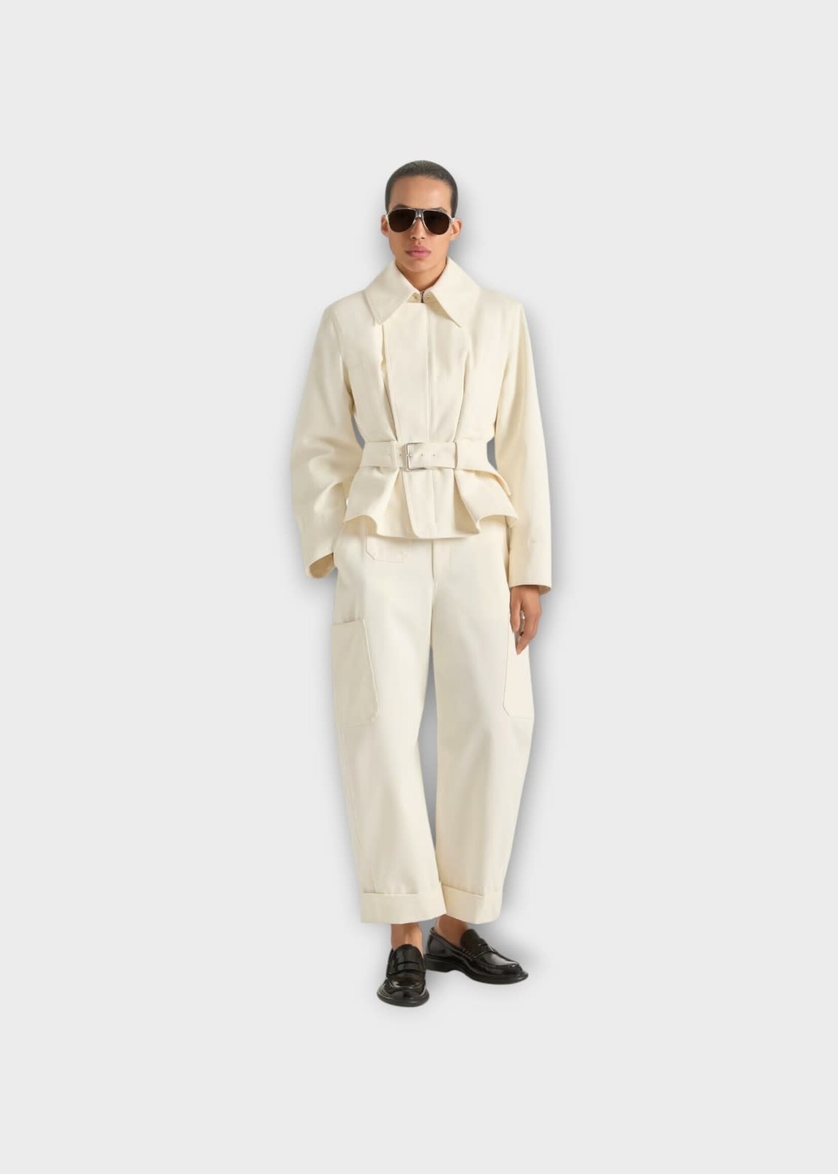Givenchy Givenchy Jacket, White, Cotton & Wool Cotton Belted Bomber In Ivory