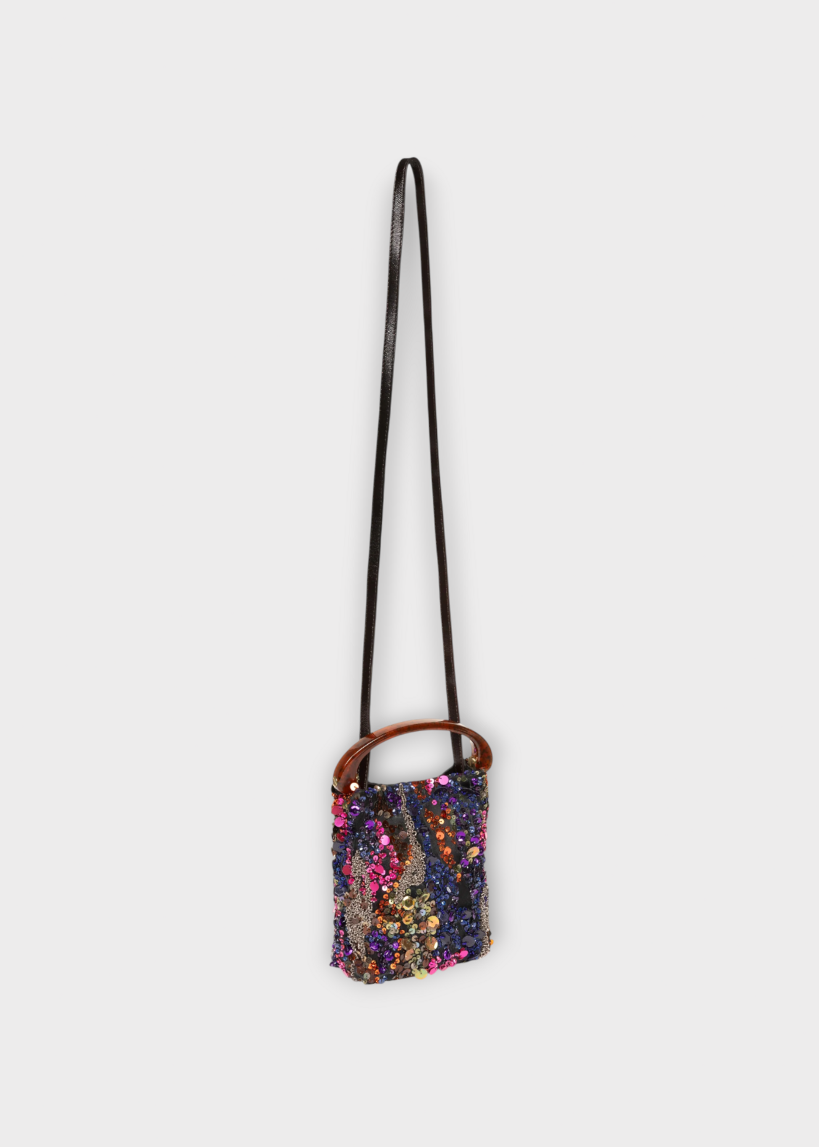 Dries Van Noten Dries Van Noten Bag, Multi, Micro Embroidered Hand Bag In Orange