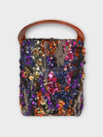 Dries Van Noten Dries Van Noten Bag, Multi, Micro Embroidered Hand Bag In Orange