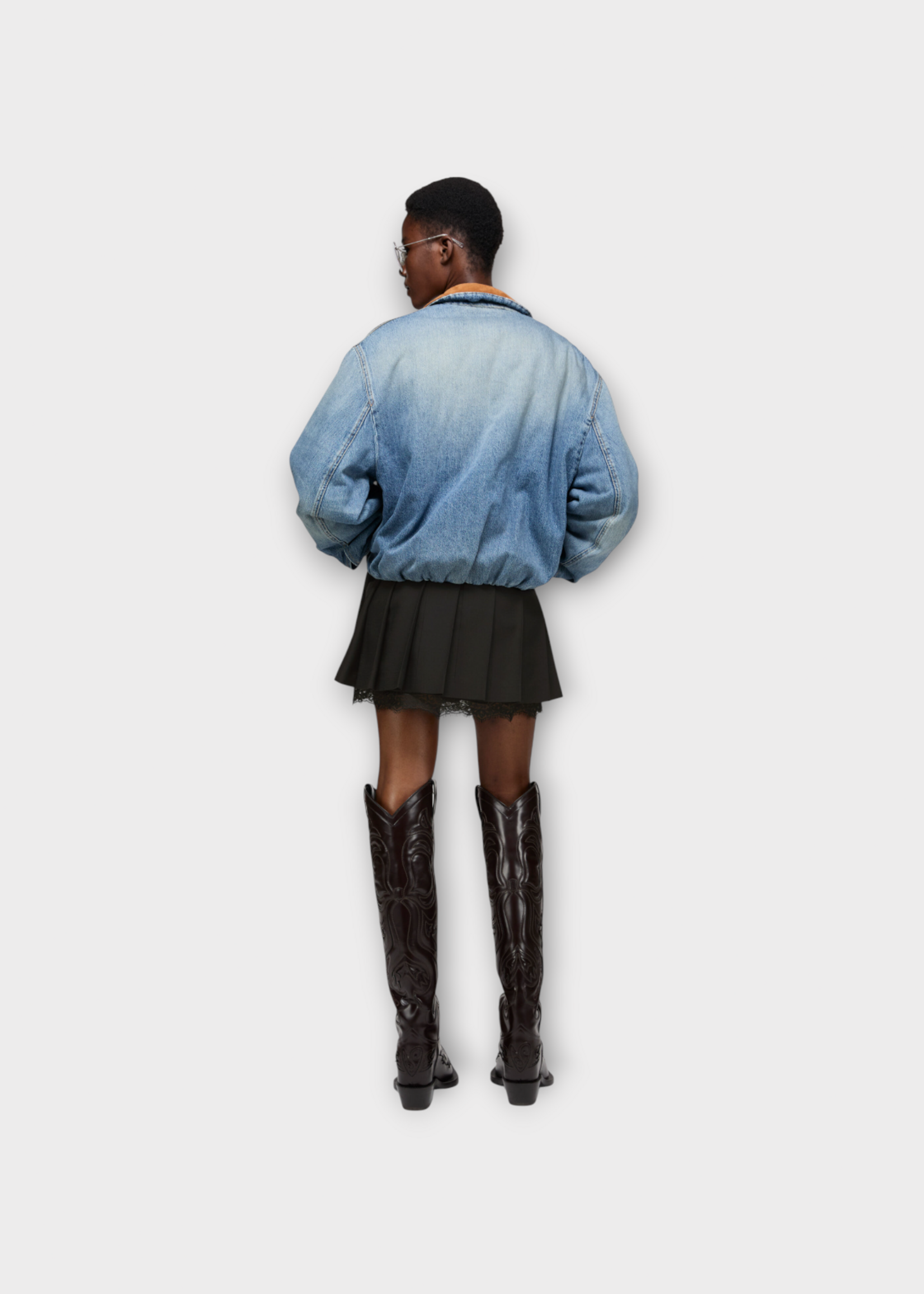 Acne Studio Acne Studio Skirt, Black, Wool Mix Lace Under Layered Mini Pleated Skirt In Black