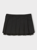 Acne Studio Acne Studio Skirt, Black, Wool Mix Lace Under Layered Mini Pleated Skirt In Black