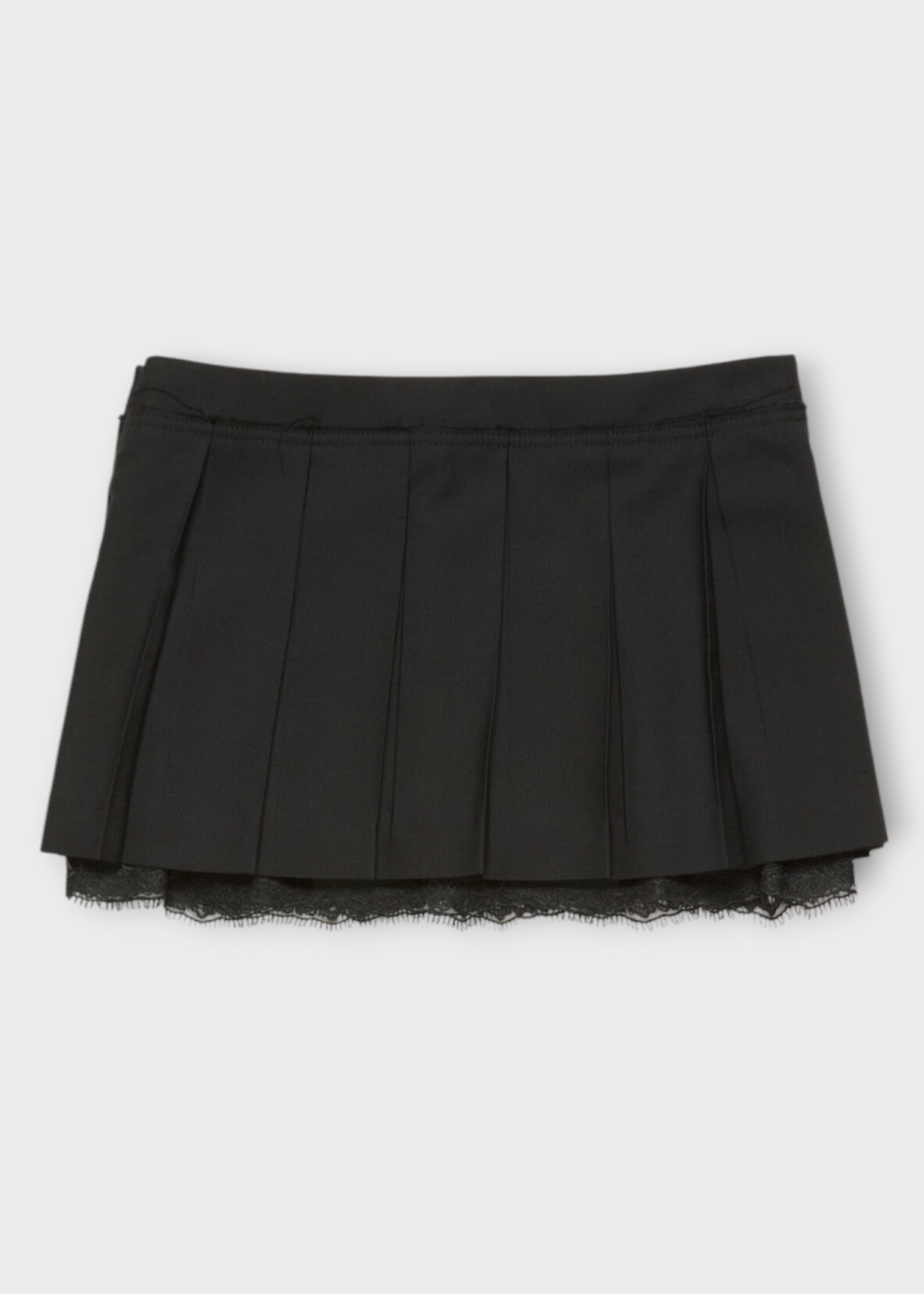 Acne Studio Acne Studio Skirt, Black, Wool Mix Lace Under Layered Mini Pleated Skirt In Black
