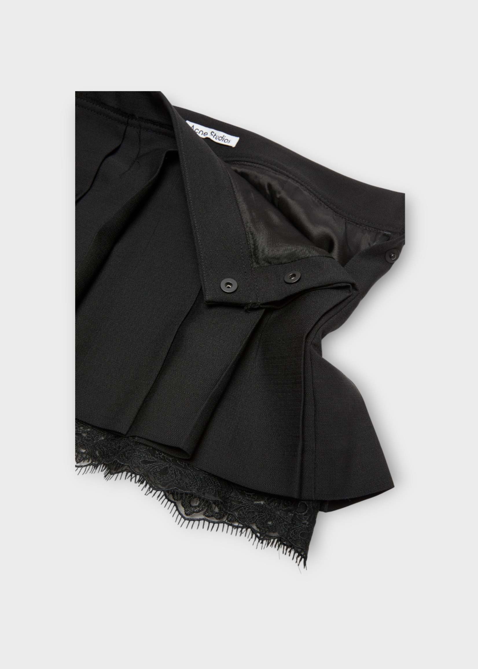 Acne Studio Acne Studio Skirt, Black, Wool Mix Lace Under Layered Mini Pleated Skirt In Black