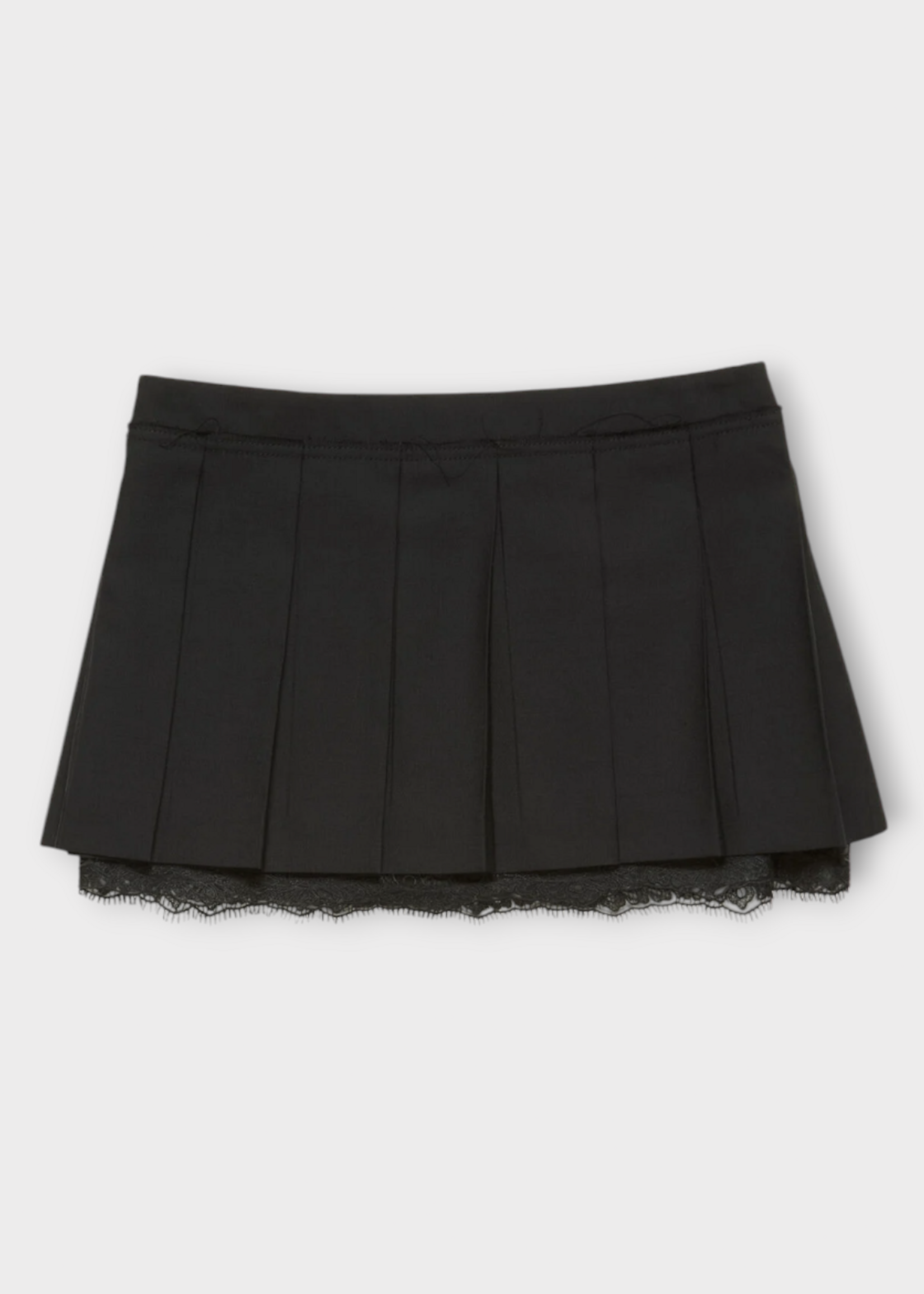 Acne Studio Acne Studio Skirt, Black, Wool Mix Lace Under Layered Mini Pleated Skirt In Black