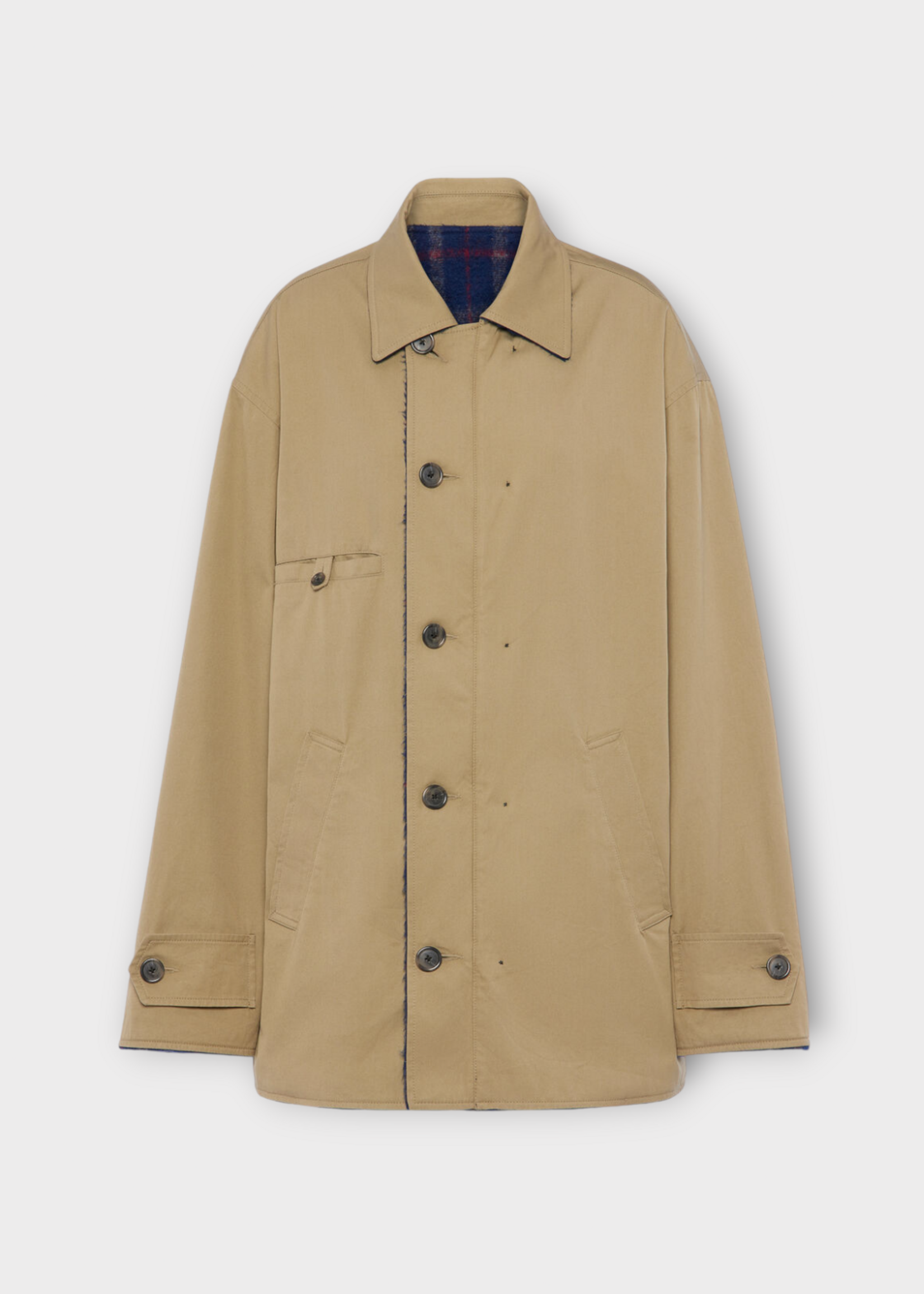 Maison Margiela Maison Margiela Jacket, Multi, Cotton Reversible Caban in Beige & Blue #26